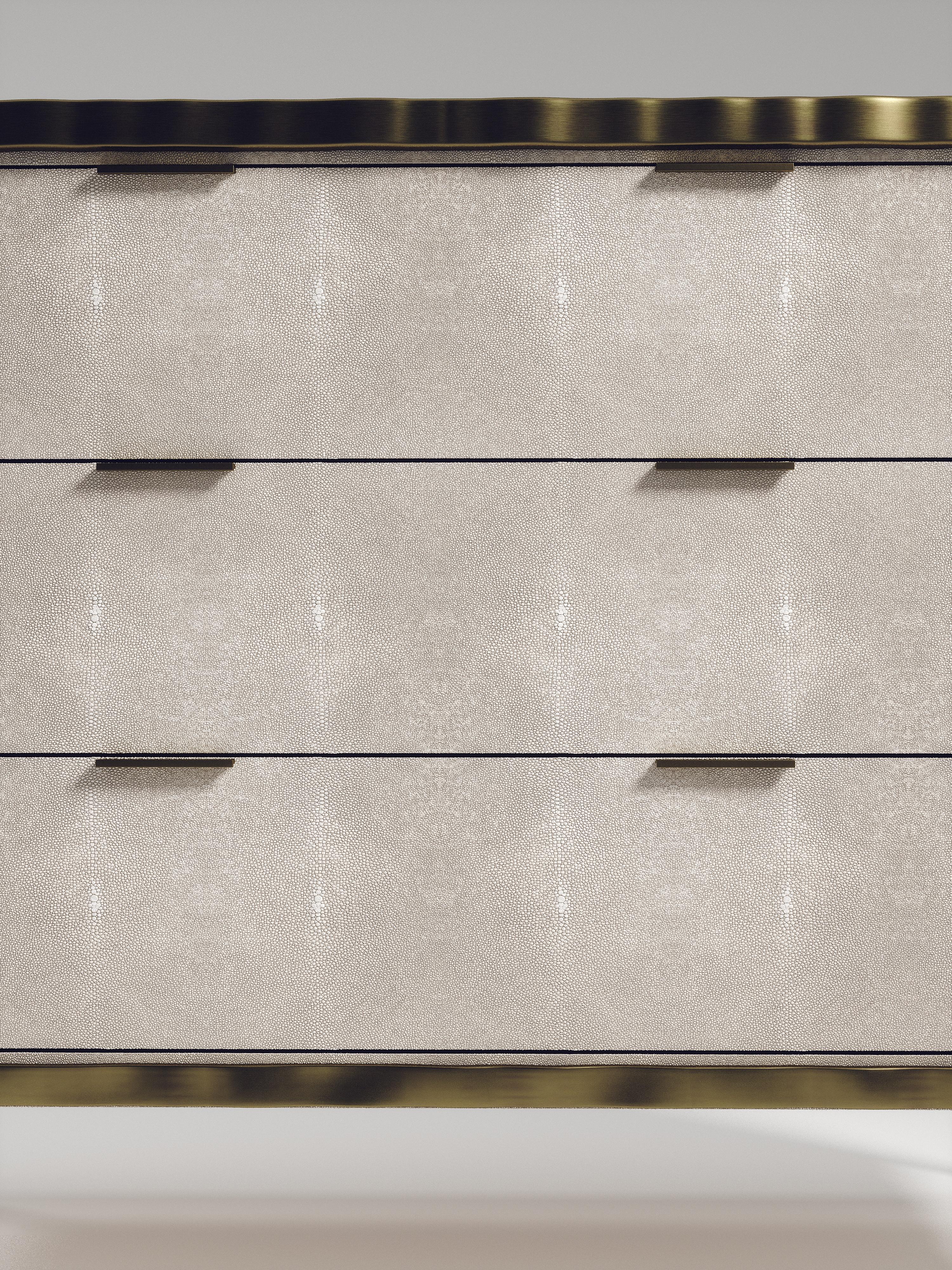Shagreen Chest of Drawers with Bronze-Patina Brass Details by R&Y Augousti For Sale 2