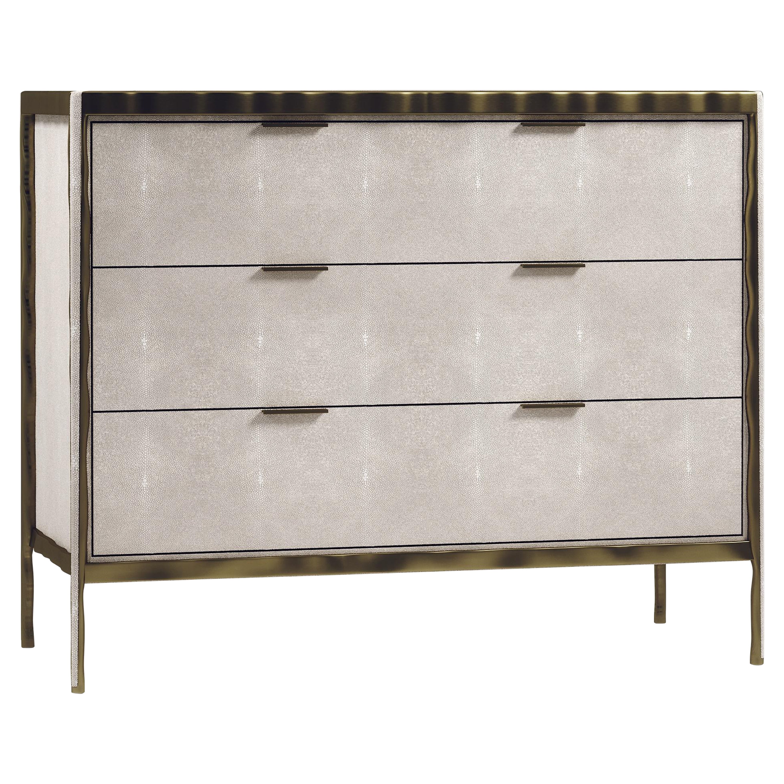 Shagreen Chest of Drawers with Bronze-Patina Brass Details by R&Y Augousti