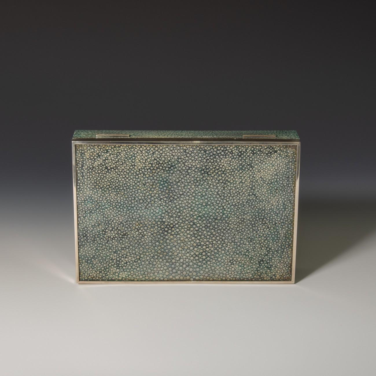 Mid-20th Century Shagreen Cigarette/Cigar Box With Silver Edging To The Lid, 1930