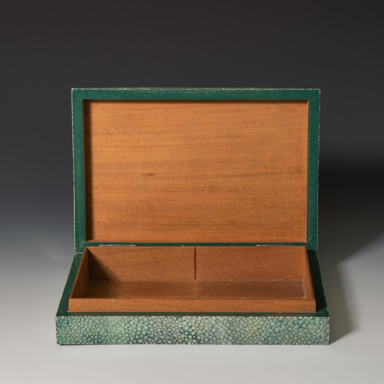 Sterling Silver Shagreen Cigarette/Cigar Box With Silver Edging To The Lid, 1930