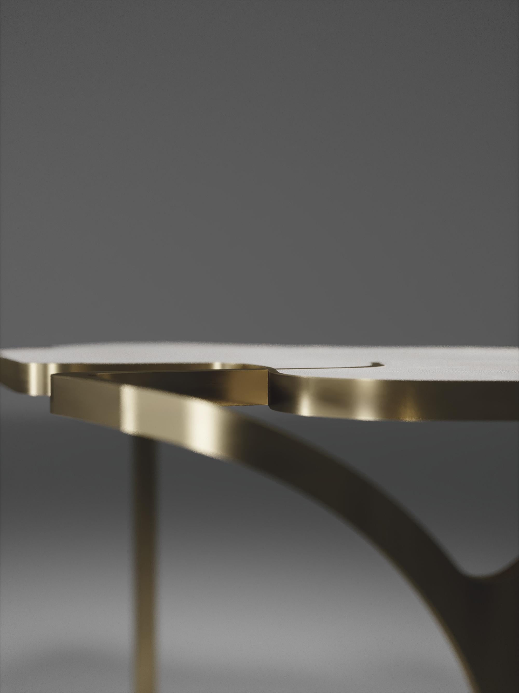 Contemporary Shagreen Cocteau Coffee Table with Bronze Patina Brass Accents by R & Y Augousti For Sale