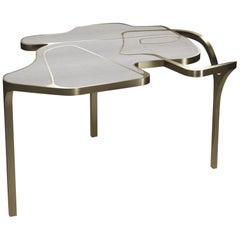 Shagreen Cocteau Coffee Table with Bronze Patina Brass Accents by R & Y Augousti