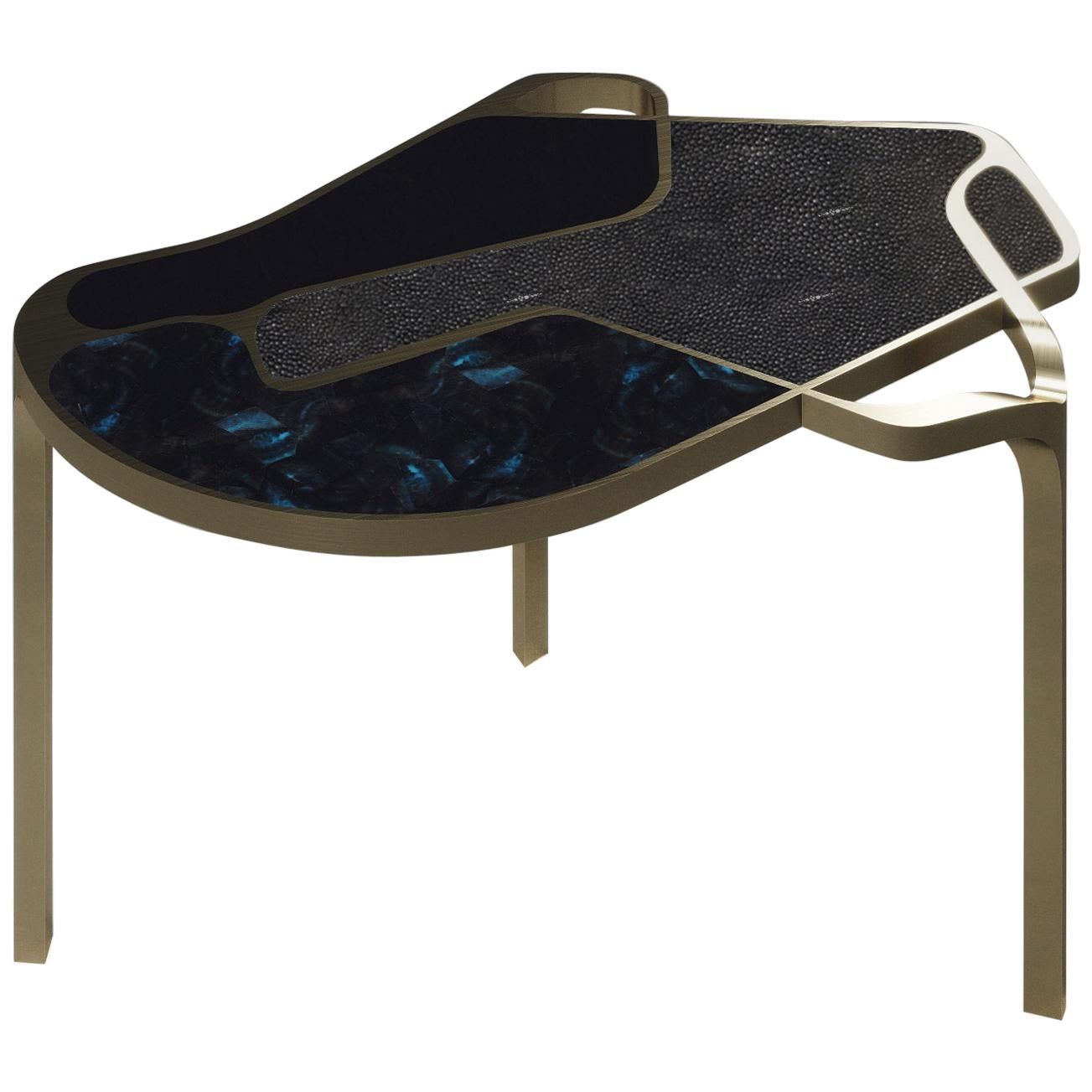 Shagreen Cocteau Couchtisch mit Bronze-Patina-Messing-Akzenten von R & Y Augousti im Angebot