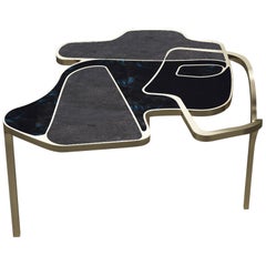 Mesa baja Cocteau de Shagreen con detalles de concha y latón by R & Y Augousti