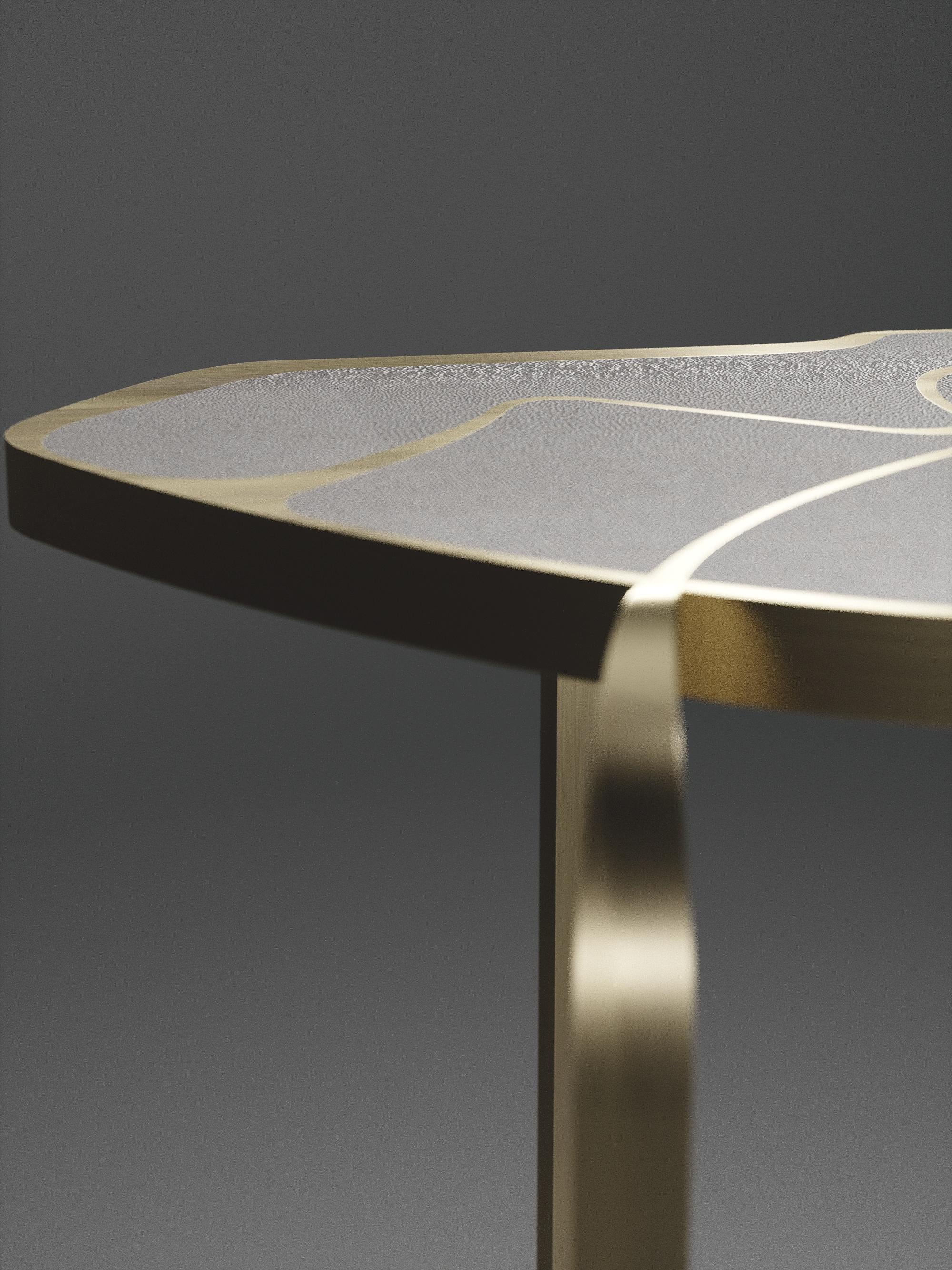 Shagreen Cocteau Side Table with Bronze Patina Brass Accents by R & Y Augousti For Sale 12