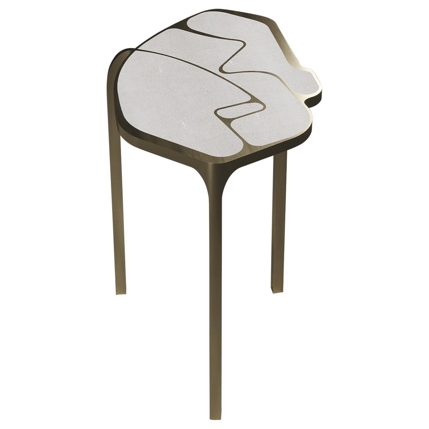 Shagreen Cocteau Side Table with Bronze Patina Brass Accents by R & Y Augousti