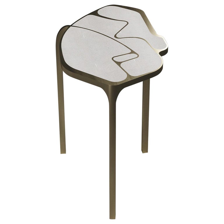 Shagreen Cocteau Side Table With Bronze Patina Brass Accents By R And Y Augousti For Sale At 1stdibs