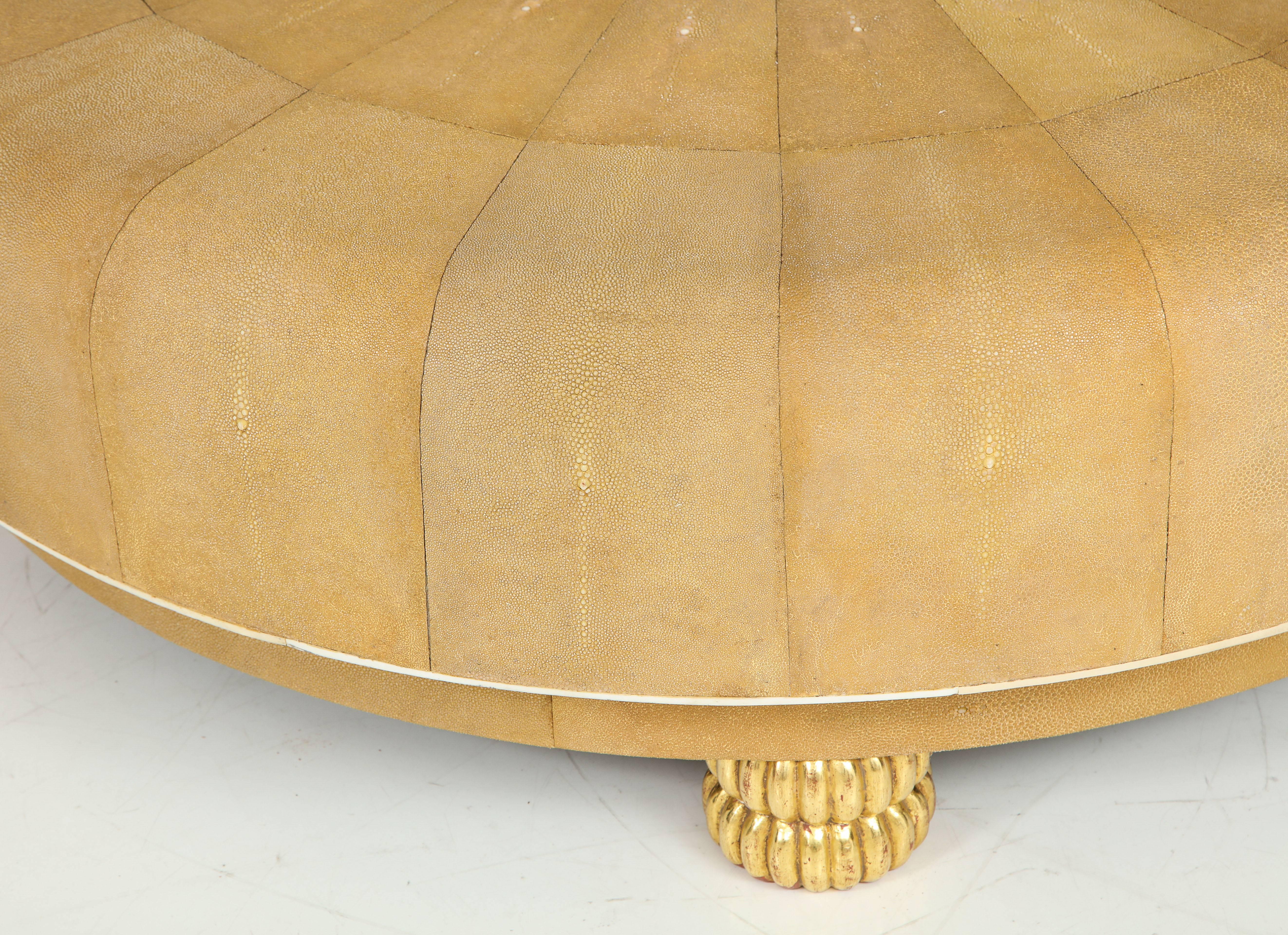 American Shagreen Sunburst Coffee Table, Attributed to Karl Springer