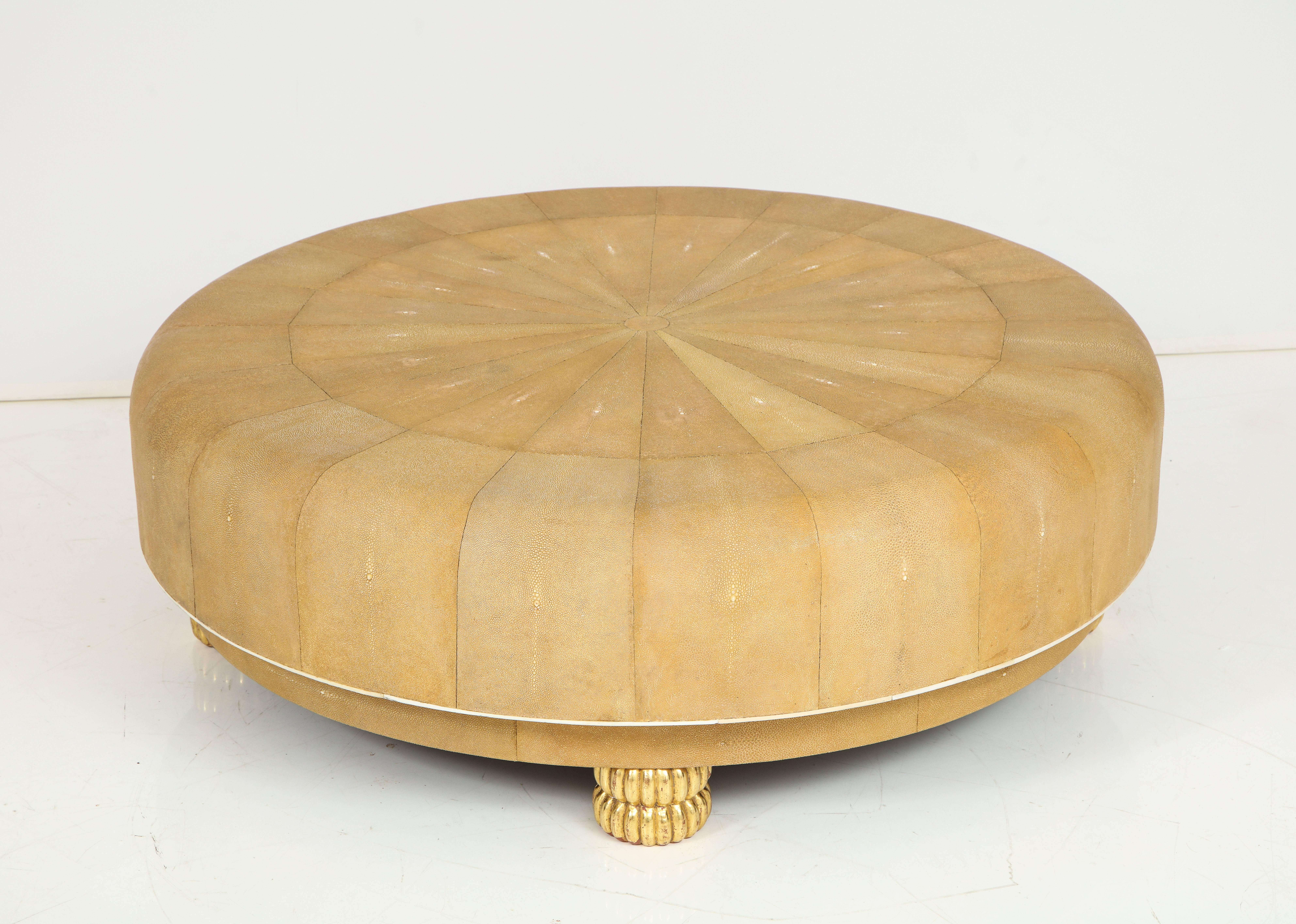 Shagreen Sunburst Coffee Table, Attributed to Karl Springer In Good Condition In New York, NY