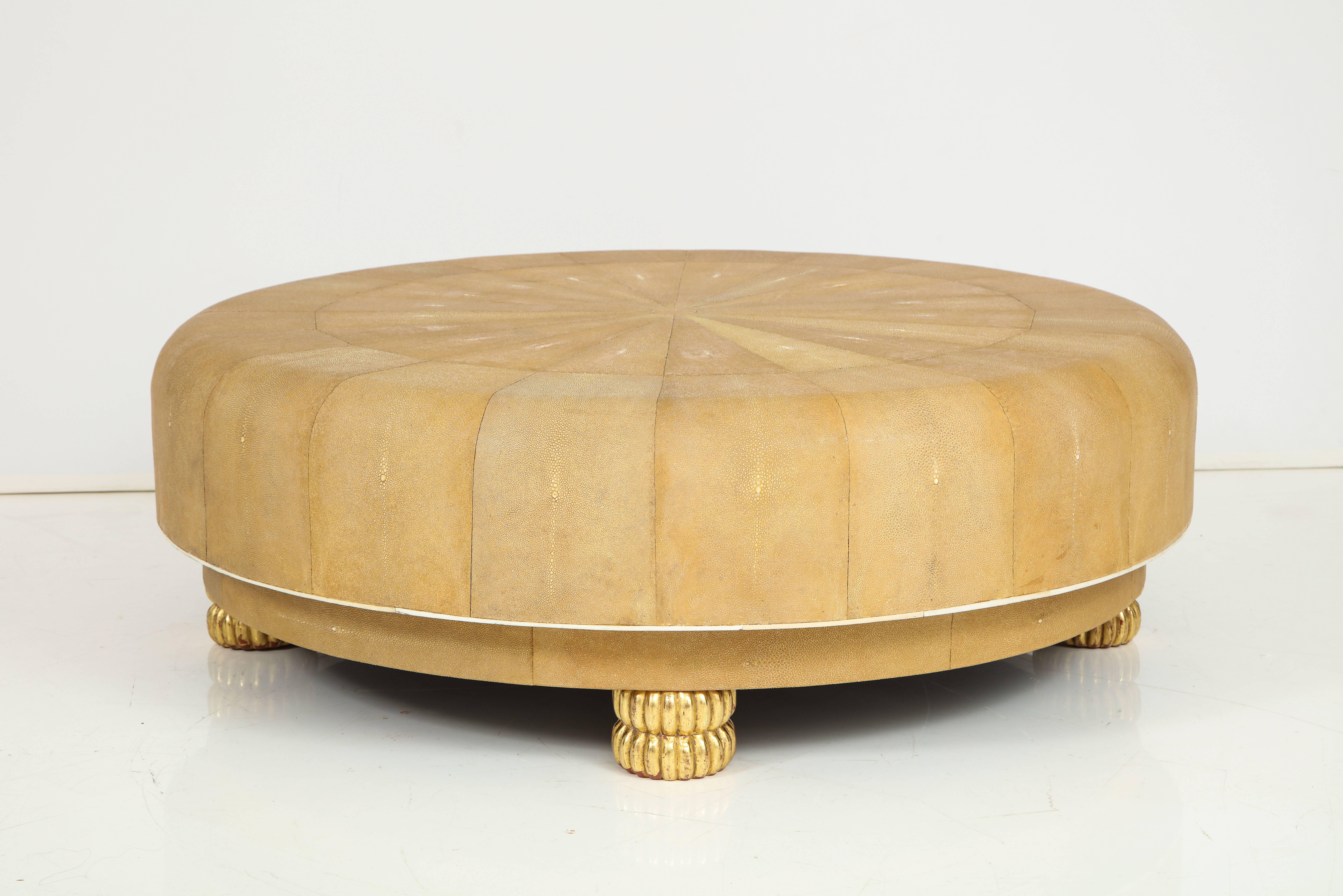Late 20th Century Shagreen Sunburst Coffee Table, Attributed to Karl Springer