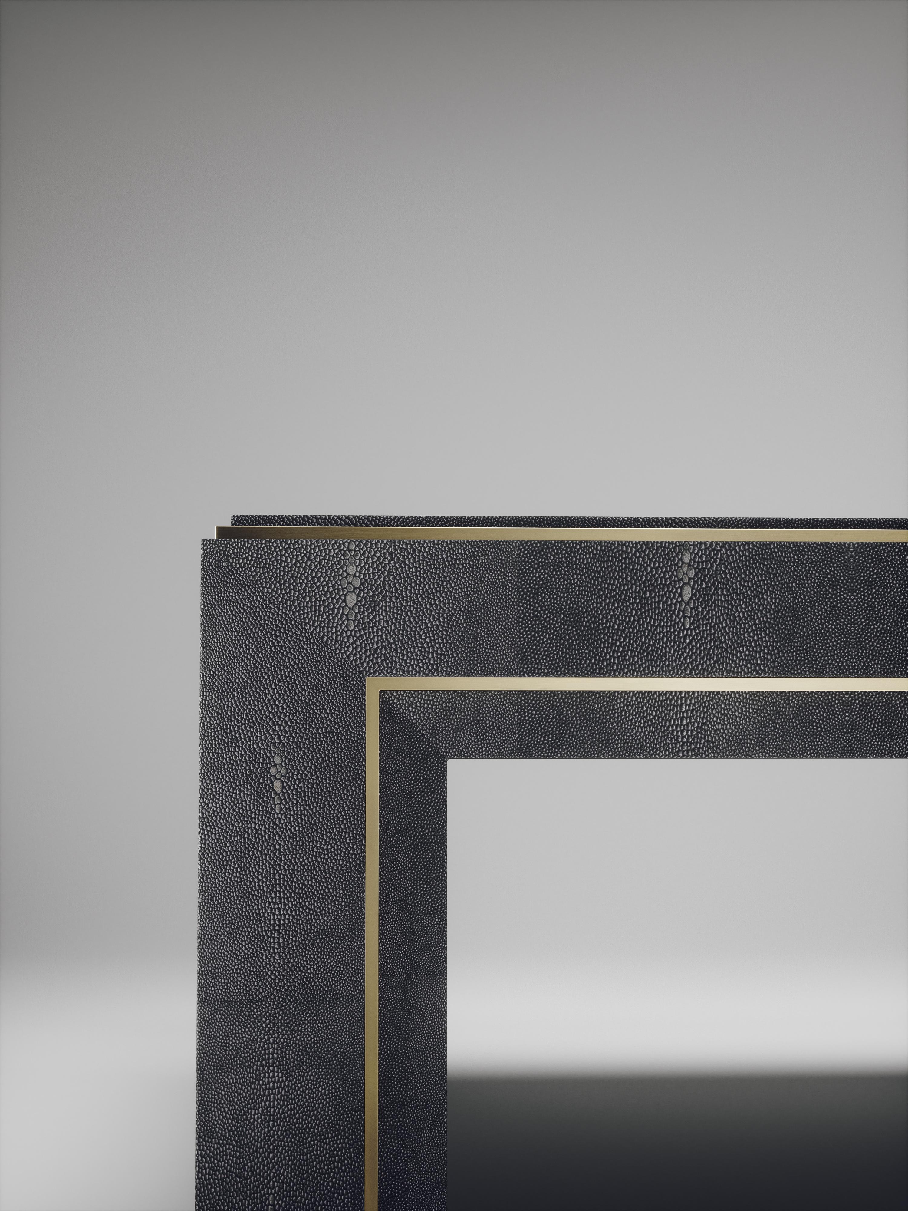 Shagreen Coffee Table with Bronze Patina Brass Accents by R & Y Augousti For Sale 2