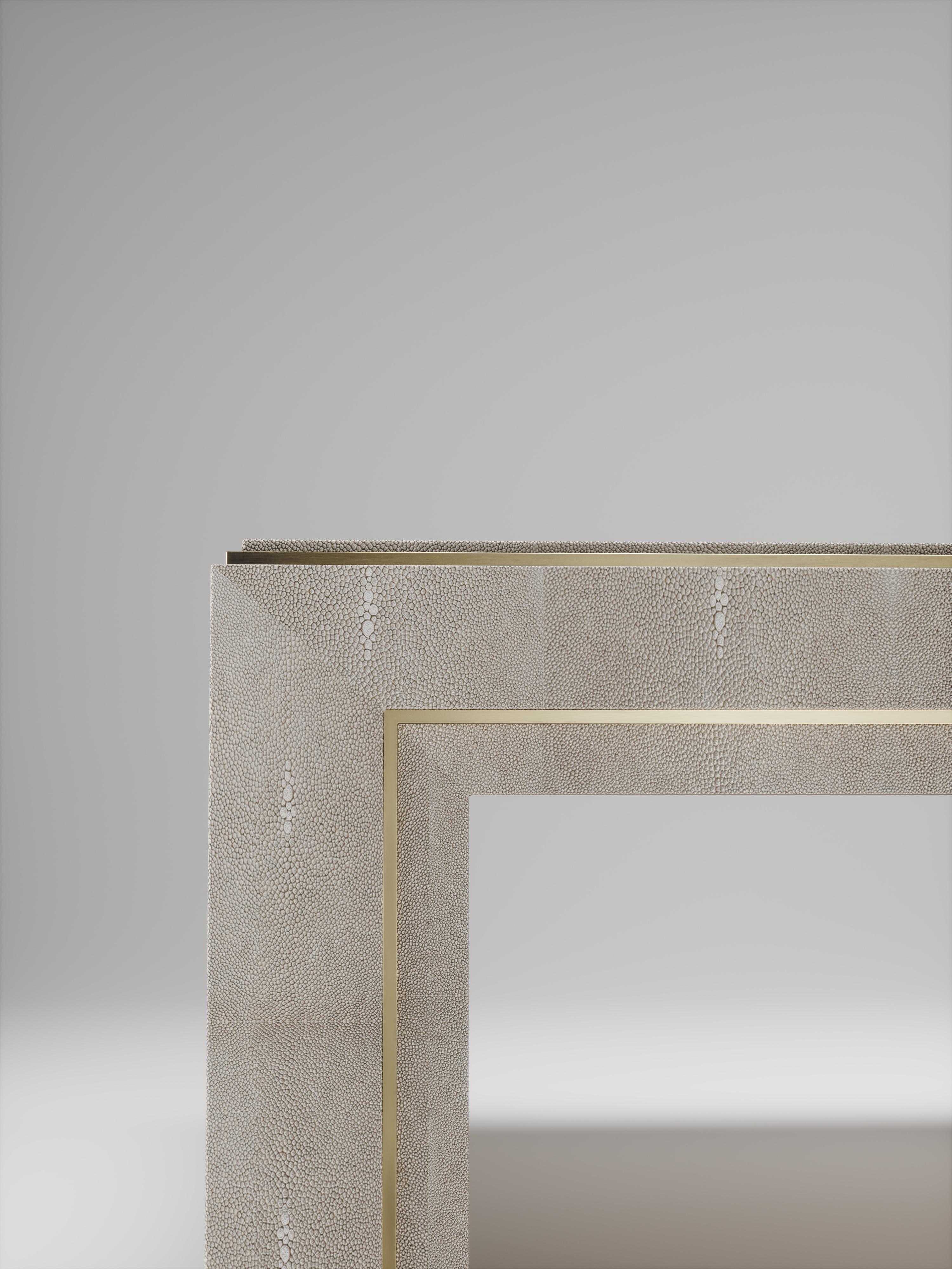 Contemporary Shagreen Coffee Table with Bronze Patina Brass Accents by R & Y Augousti For Sale