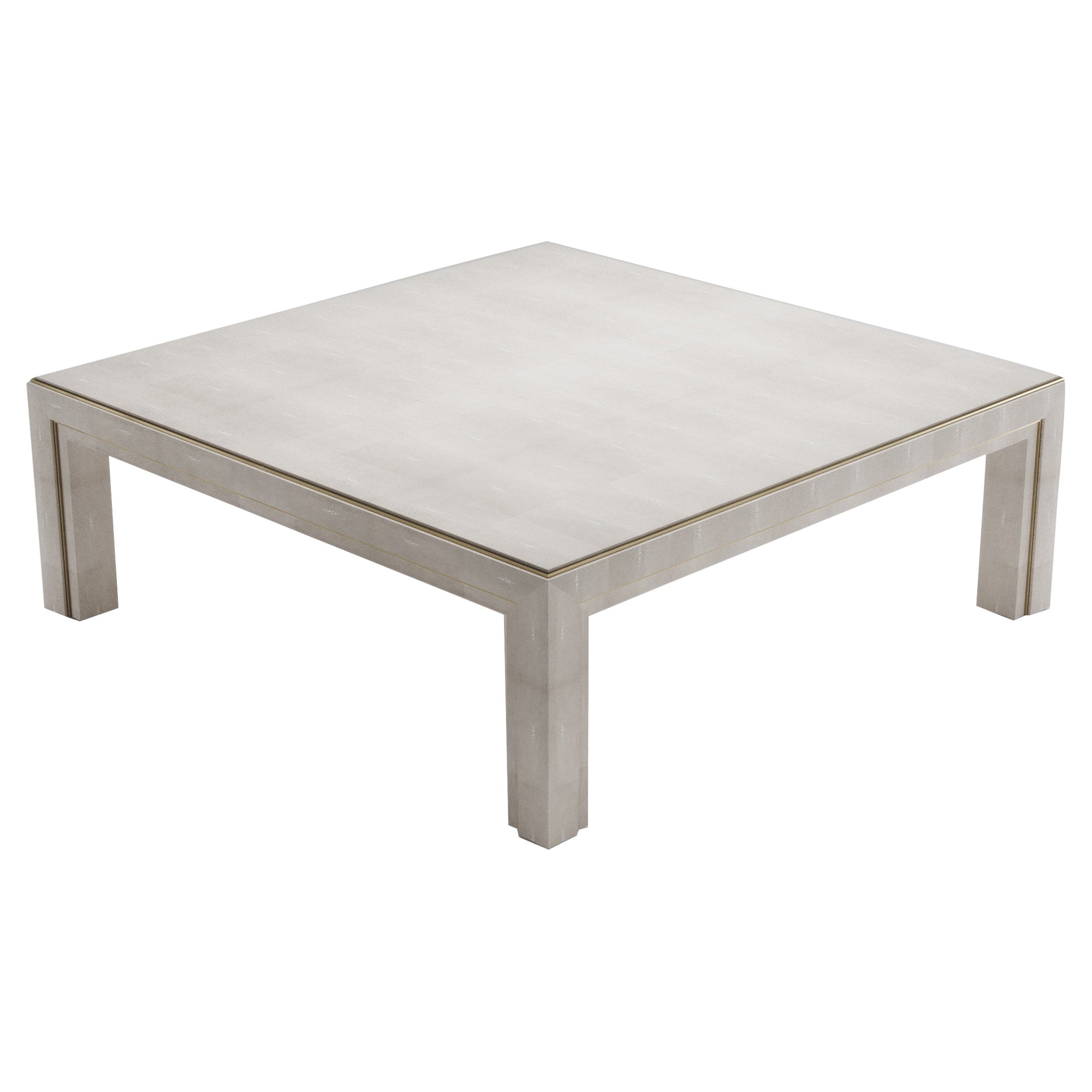 Shagreen Coffee Table with Bronze Patina Brass Accents by R & Y Augousti