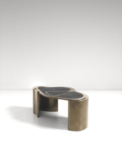 Shagreen Coffee Table with Bronze Patina Brass Details by Kifu Paris