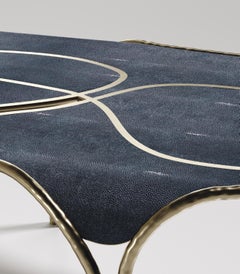Shagreen Coffee Table with Bronze-Patina Brass Details by R&Y Augousti