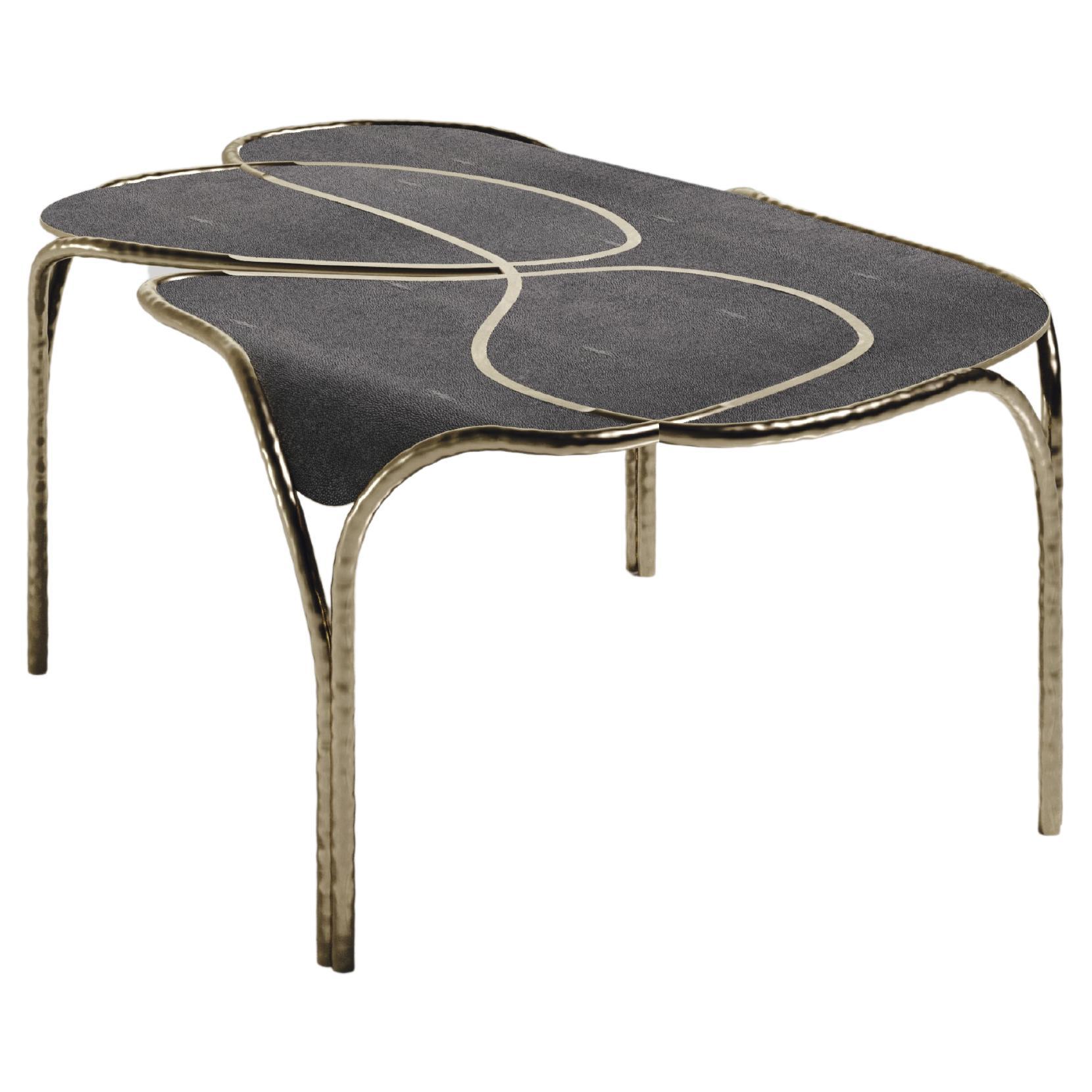 Shagreen Coffee Table with Bronze-Patina Brass Details by R&Y Augousti