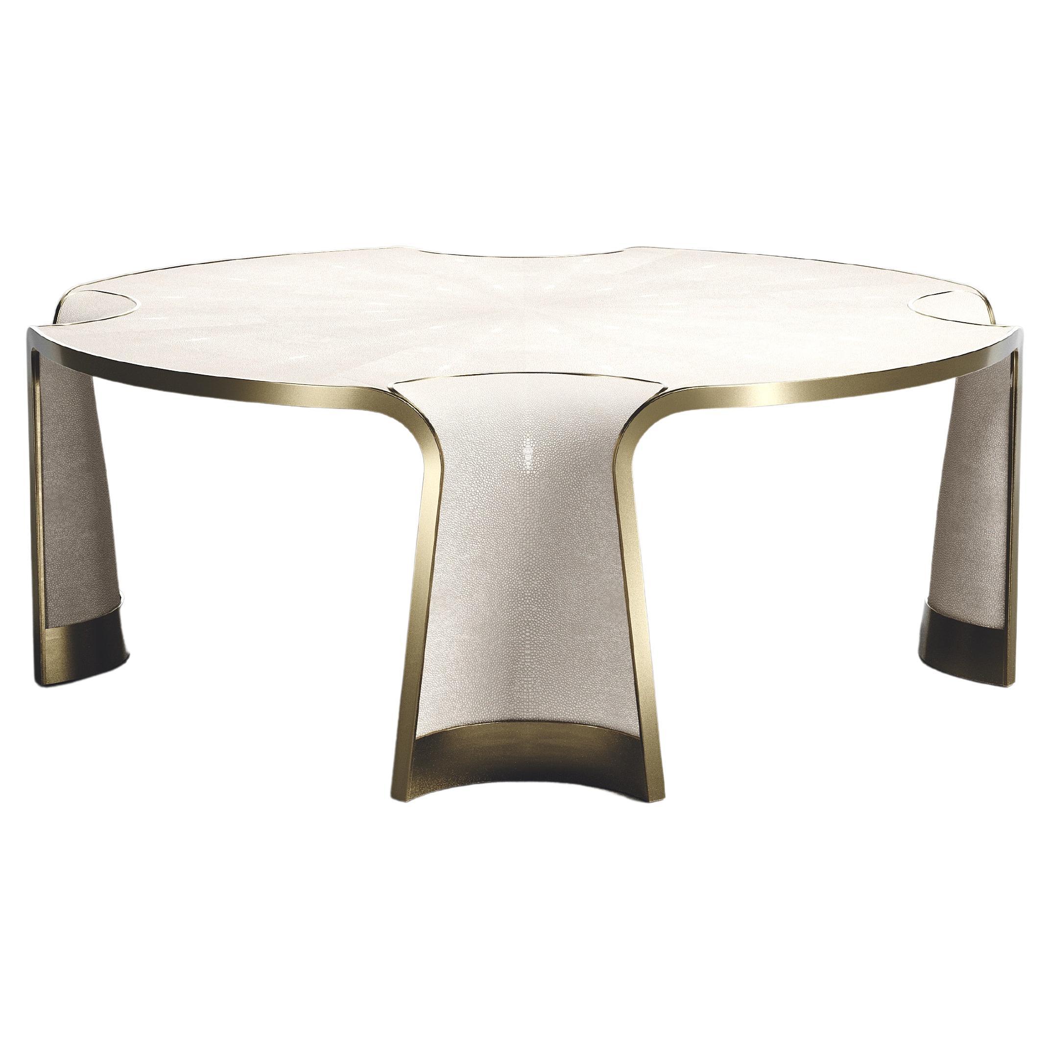 Table basse en galuchat avec incrustation en bronze-patina et laiton de R&Y Augousti en vente