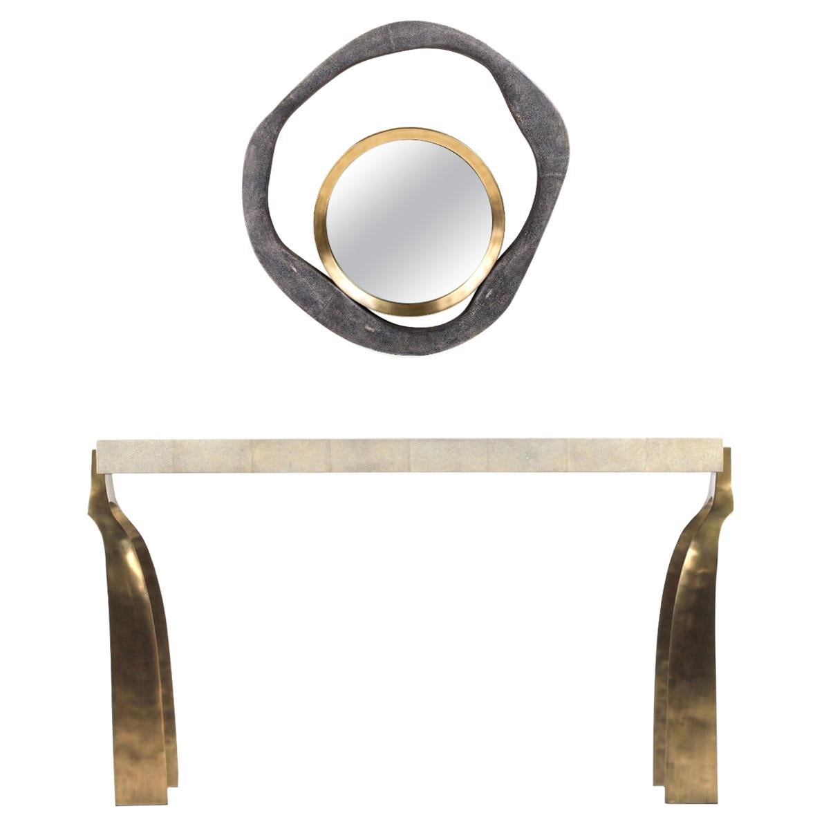 Shagreen Console and Mirror with Brass Details by Kifu Paris / R&Y Augousti