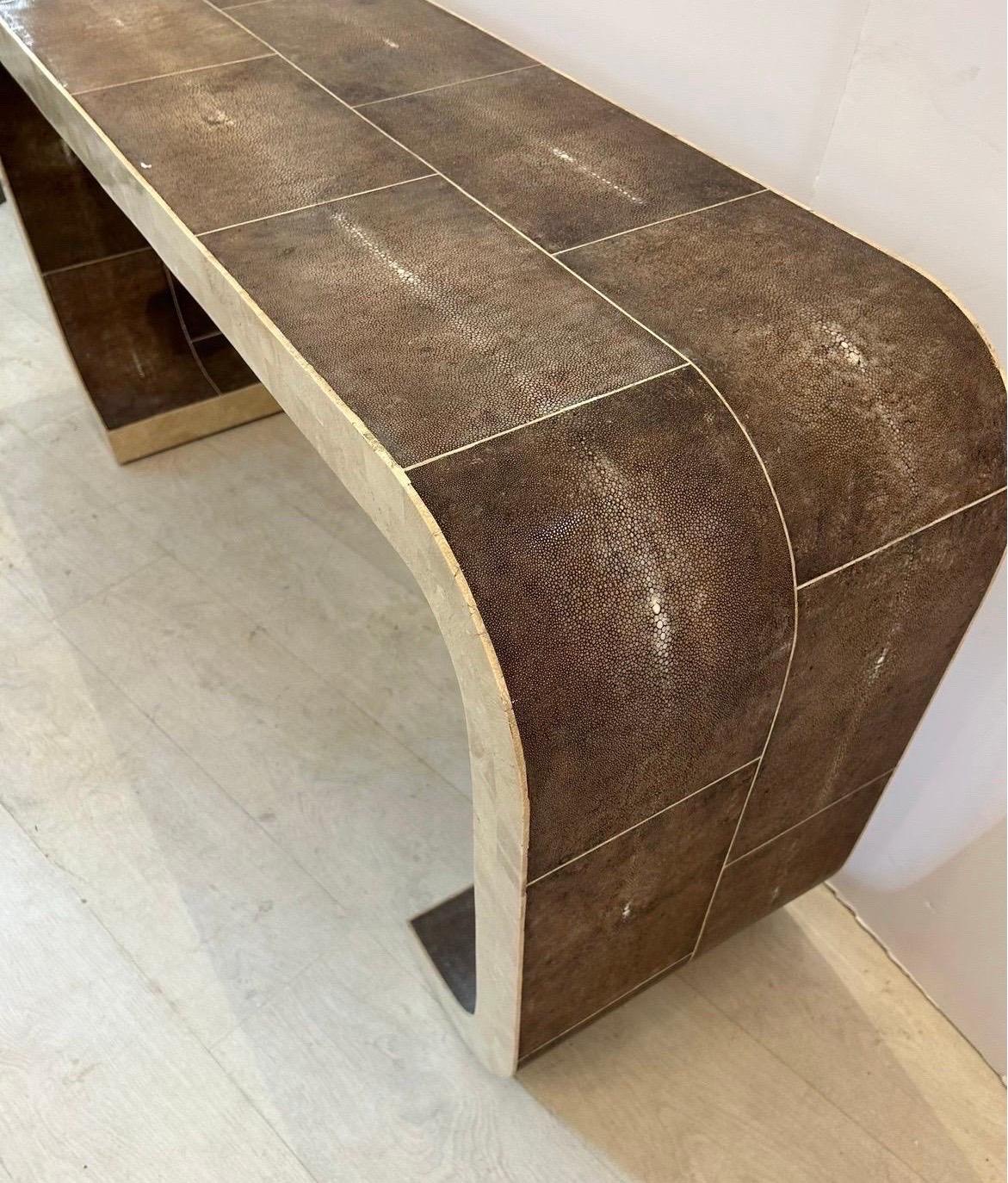 Shagreen console table by Maitland Smith For Sale 4