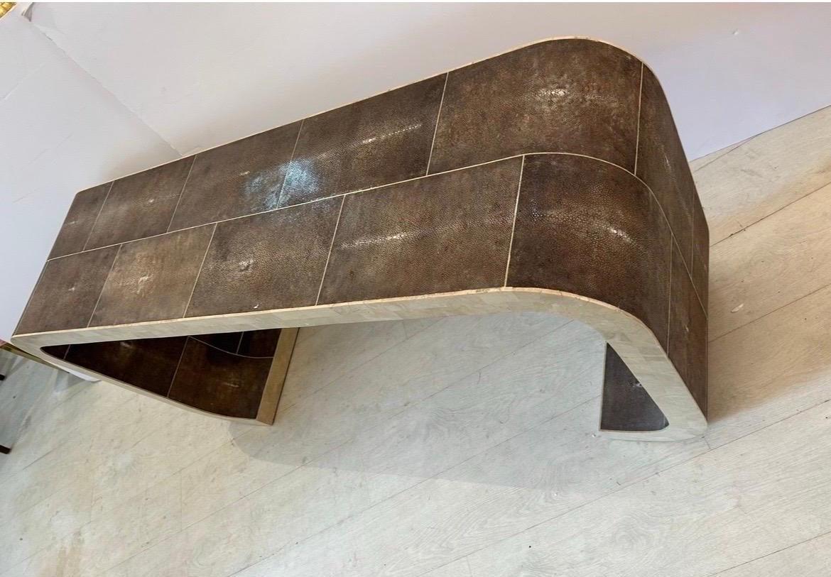 Shagreen console table by Maitland Smith For Sale 5