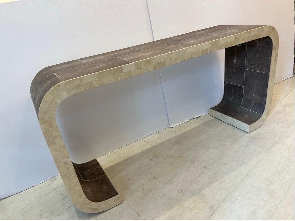 Modern Shagreen console table by Maitland Smith For Sale