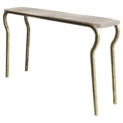 Shagreen Console Table in with Bronze-Patina Brass Accents by R & Y Augousti