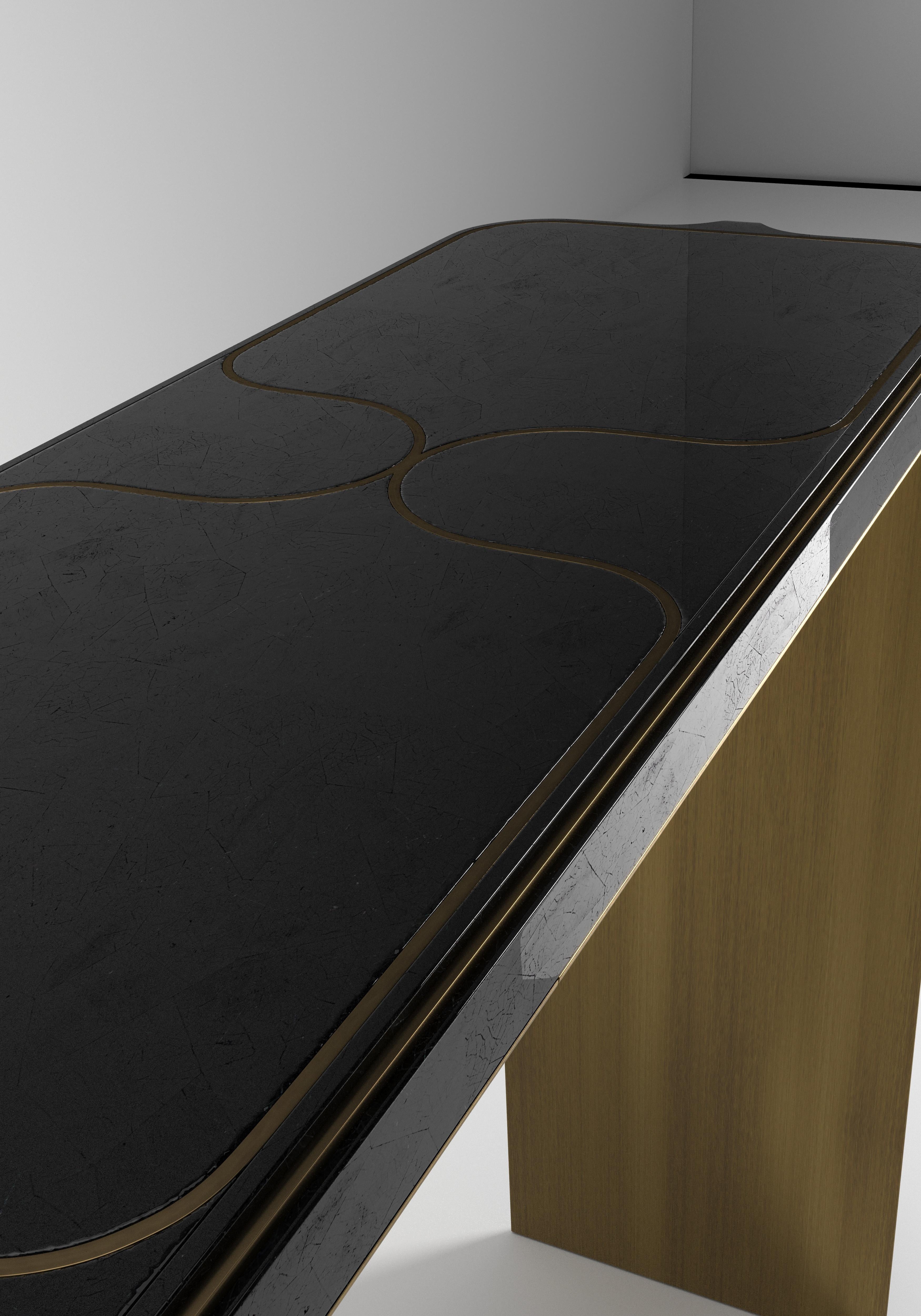 Konsolentisch aus Chagrin mit Bronze-Patina-Messing-Details von R&Y Augousti im Angebot 10