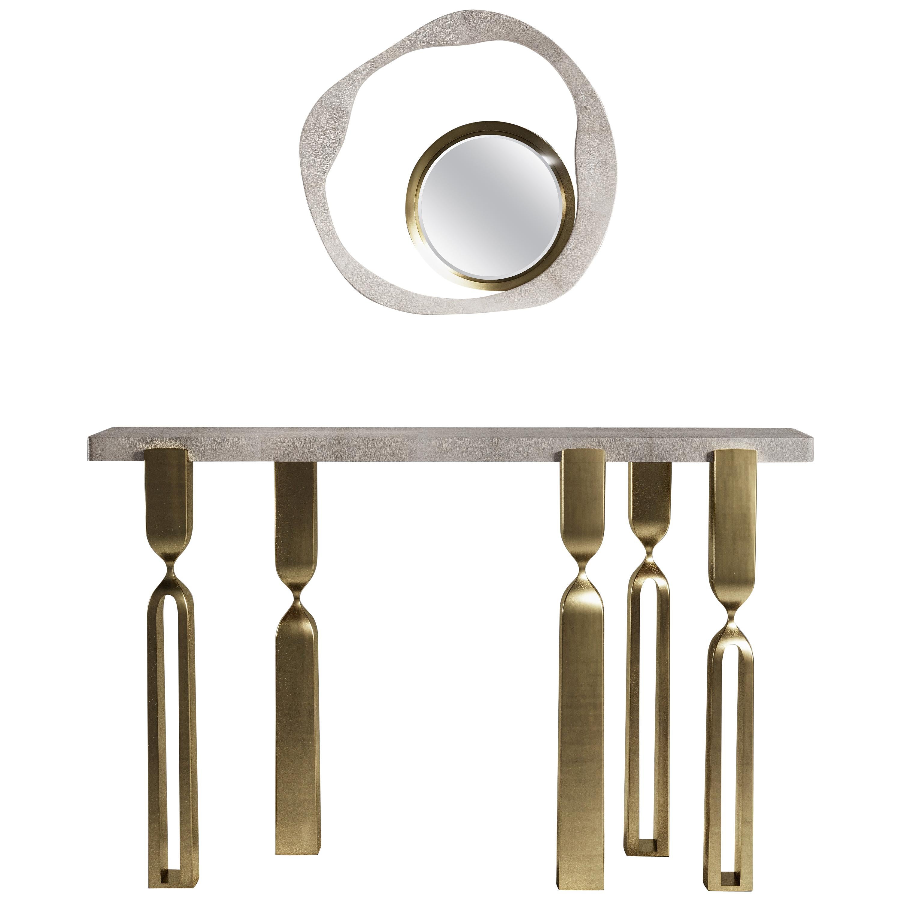 Shagreen Console with Bronze-Patina Brass Accents by Kifu Paris For Sale