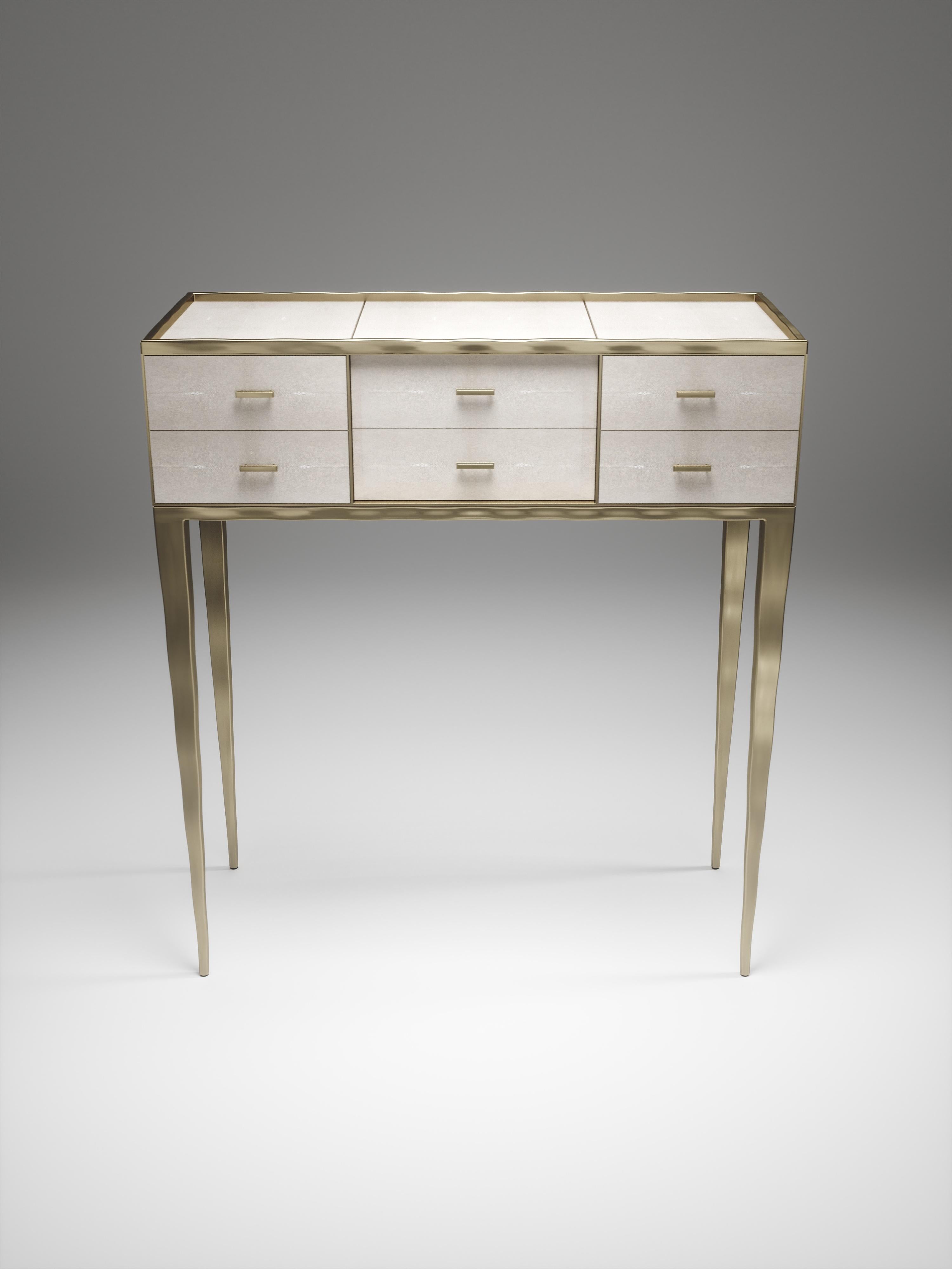 Shagreen Console with Bronze-Patina Brass Accents by R & Y Augousti For Sale 9