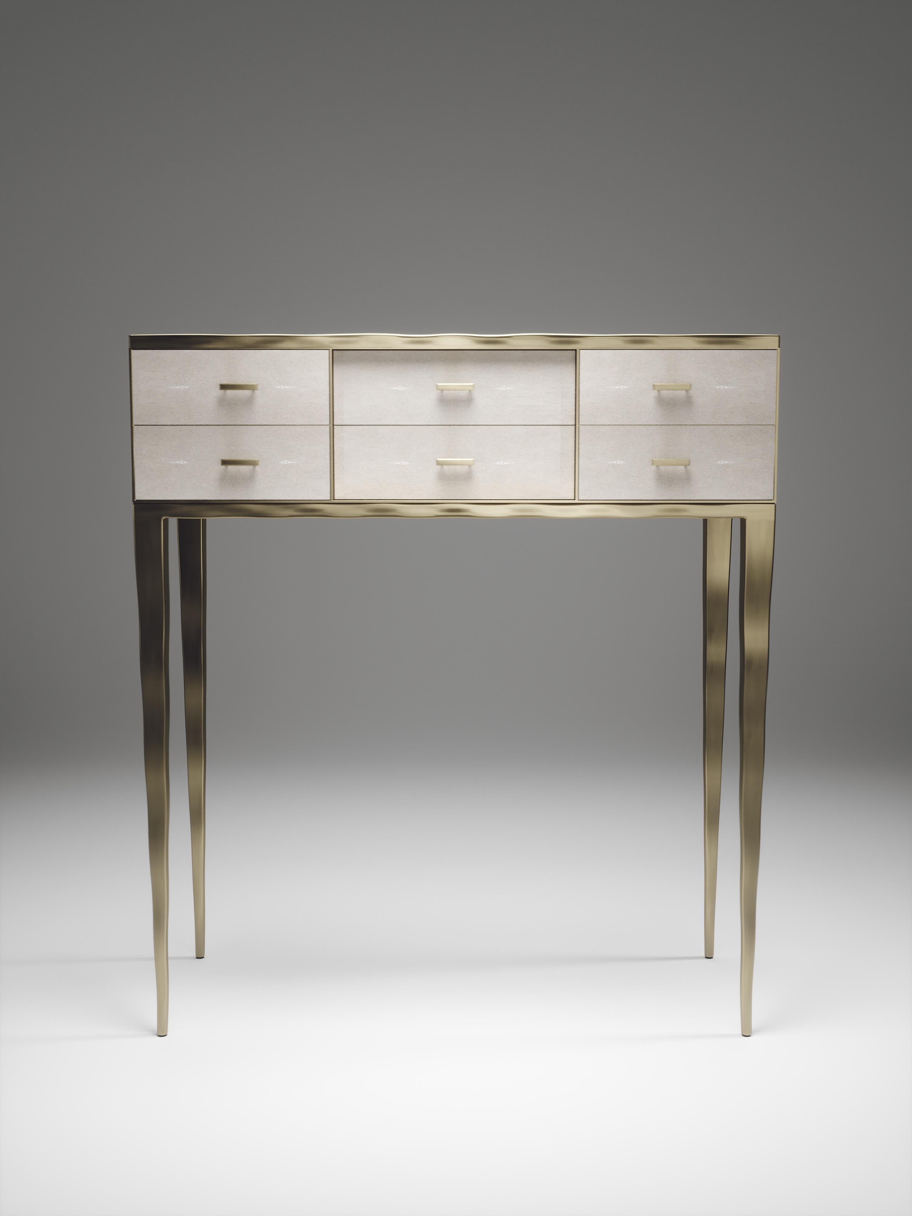 Shagreen Console with Bronze-Patina Brass Accents by R & Y Augousti For Sale 12
