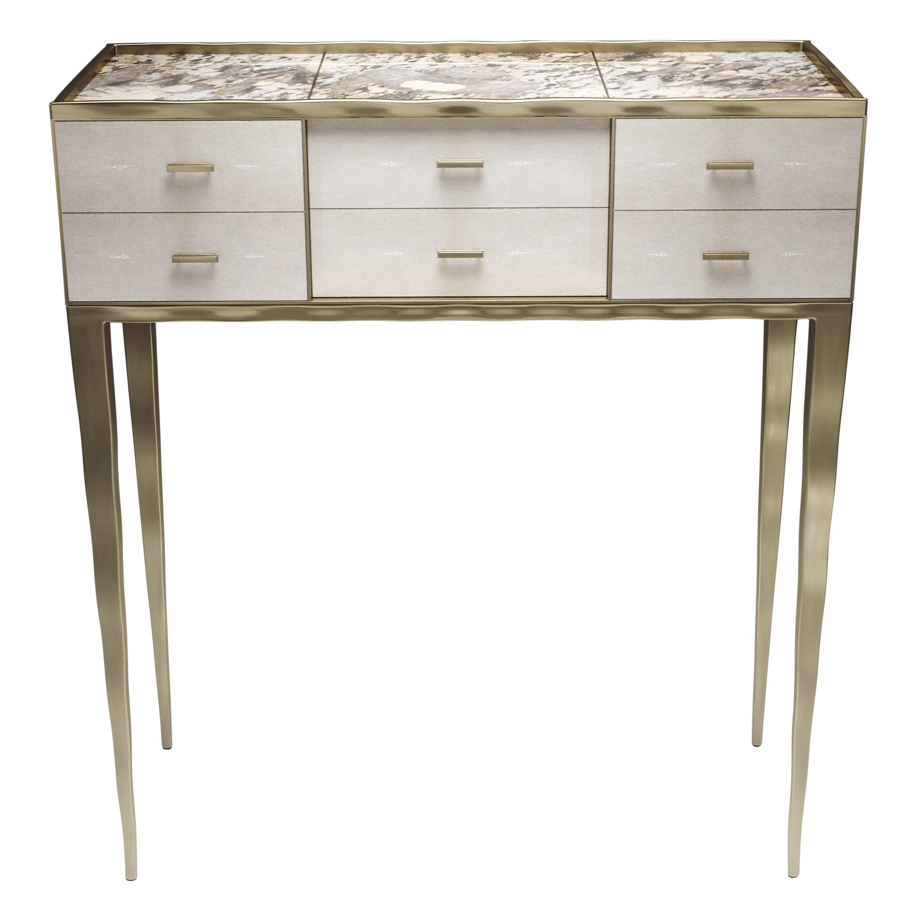 Shagreen Console with Bronze-Patina Brass Accents by R&Y Augousti For Sale