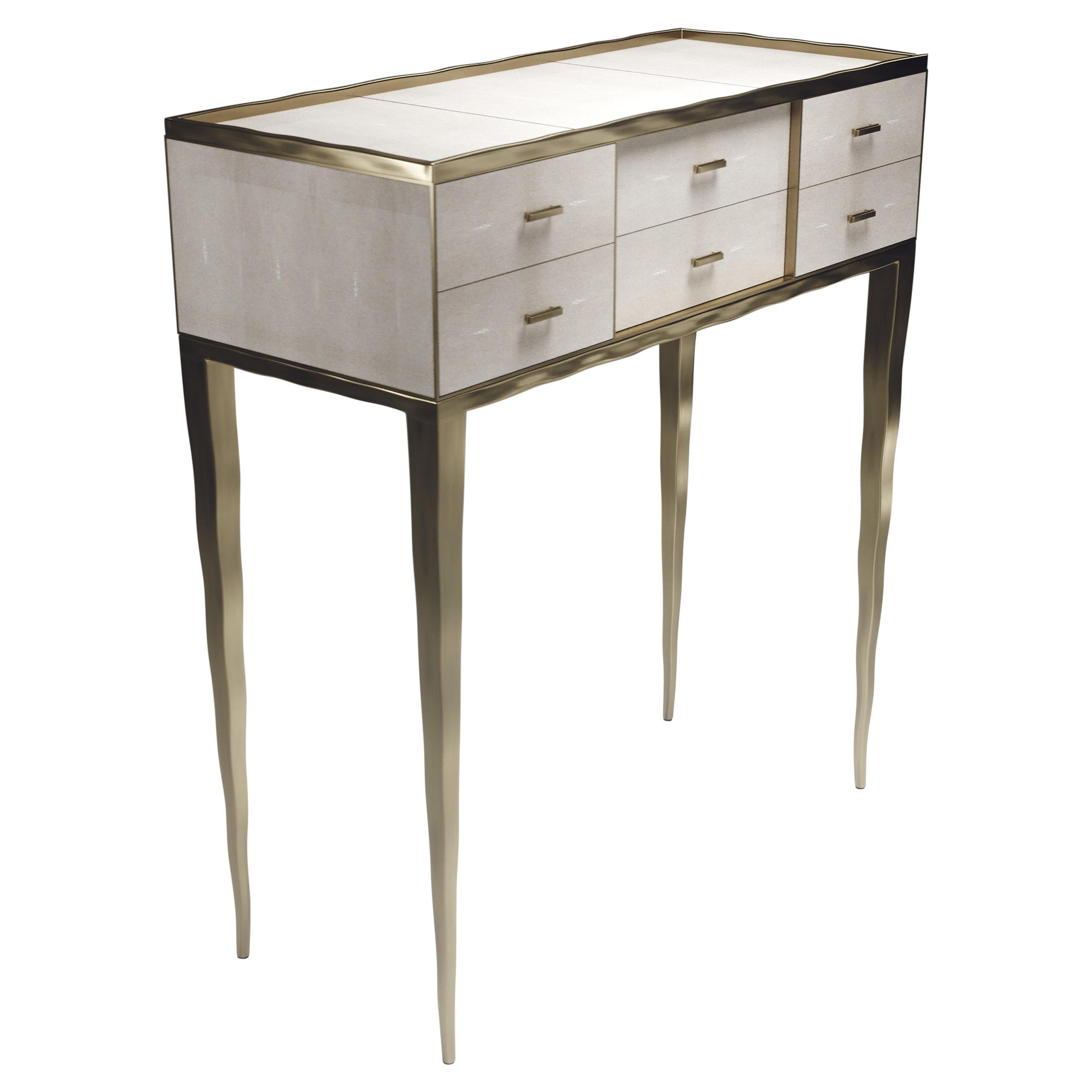 Shagreen Console with Bronze-Patina Brass Accents by R&Y Augousti For Sale