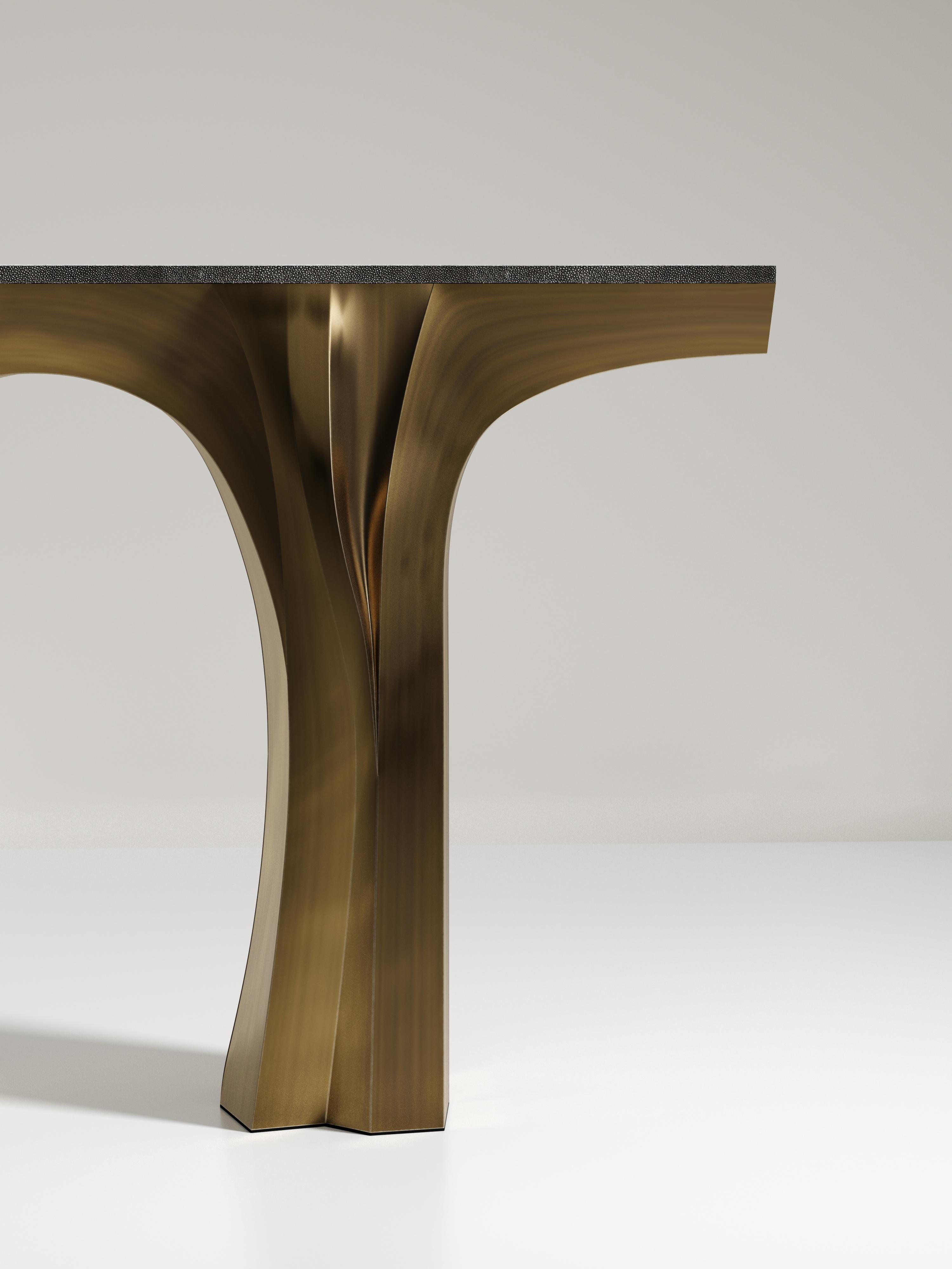 Shagreen Console with Bronze Patina Brass Details by R&Y Augousti For Sale 3