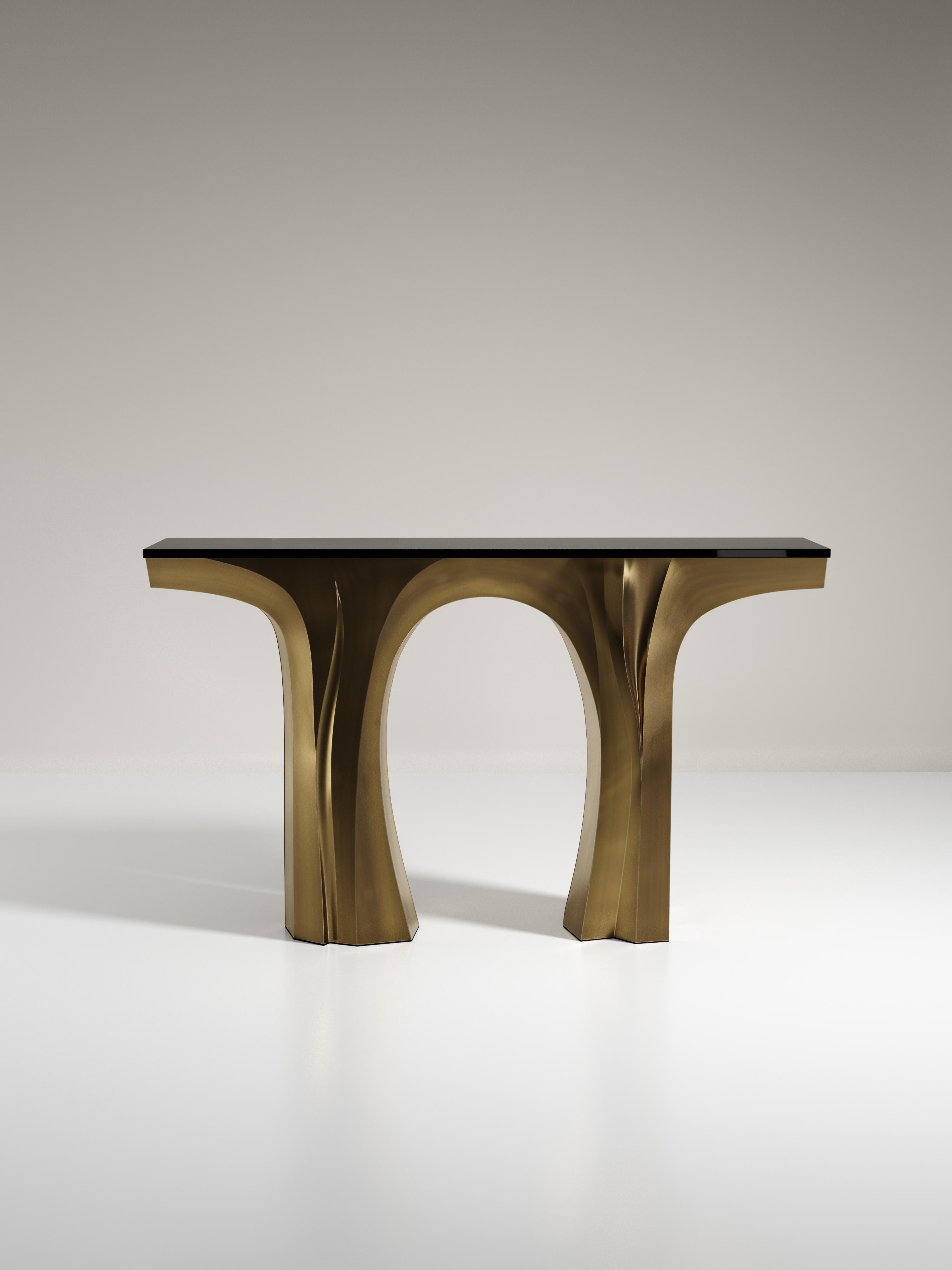 Shagreen Console with Bronze Patina Brass Details by R&Y Augousti For Sale 4