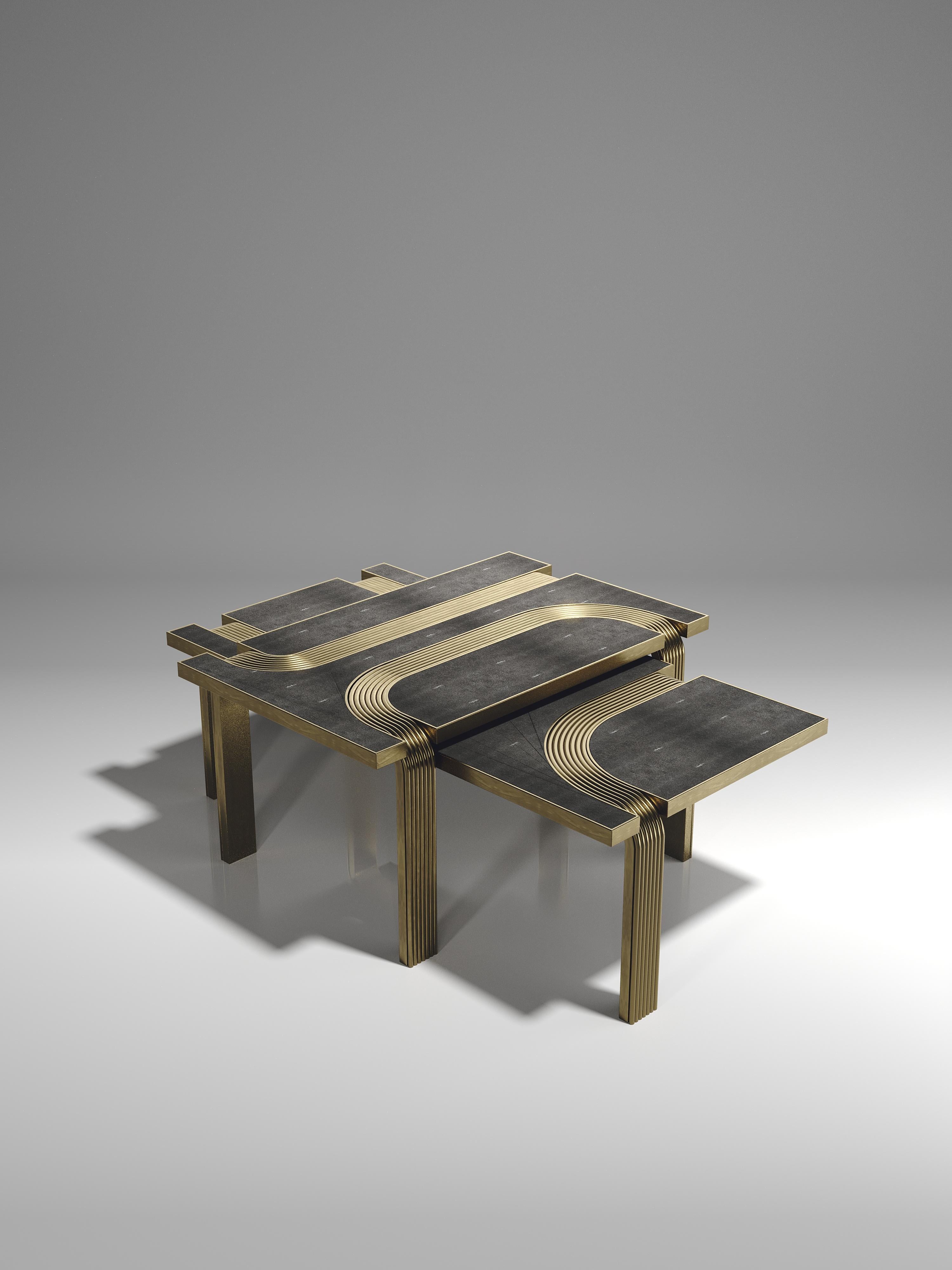 Shagreen Console with Bronze-Patina Brass Details by R&Y Augousti en vente 5
