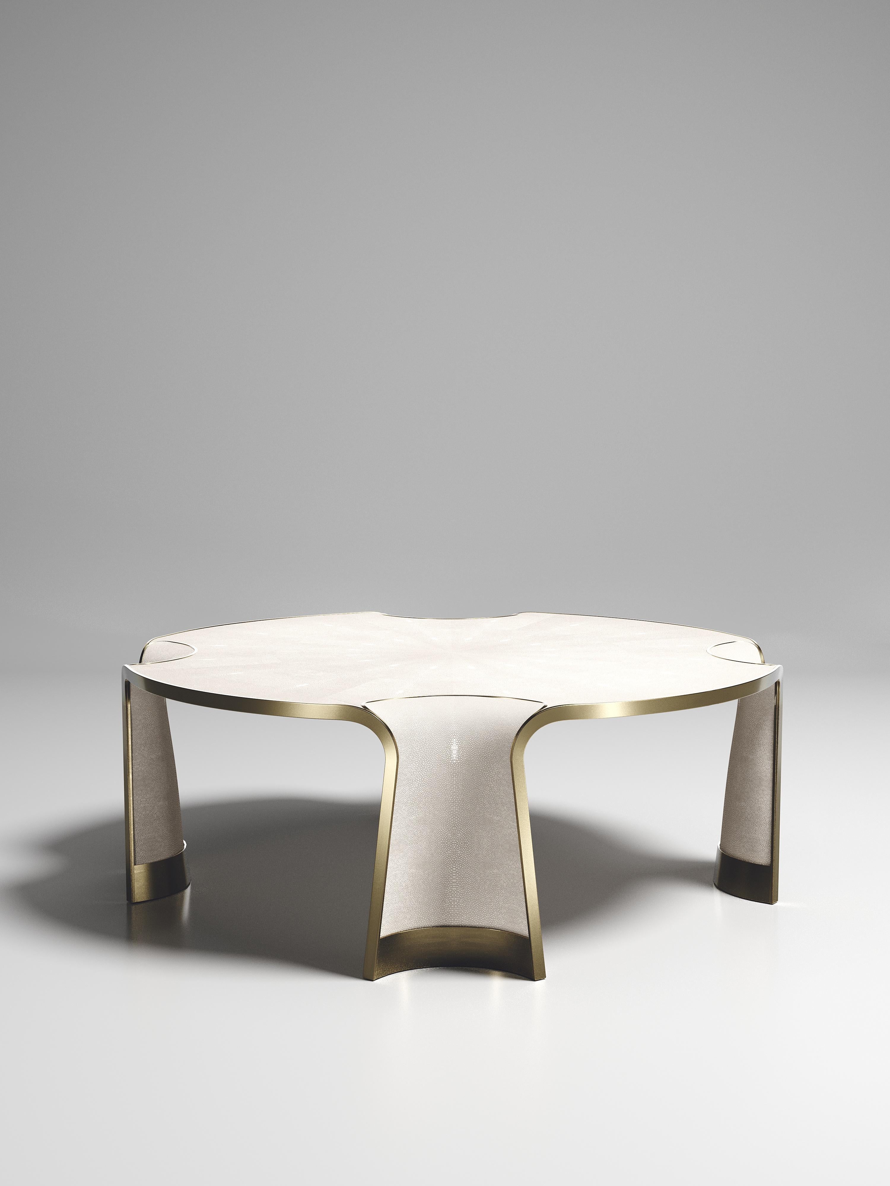 Shagreen Console with Bronze-Patina Brass Details by R&Y Augousti en vente 9