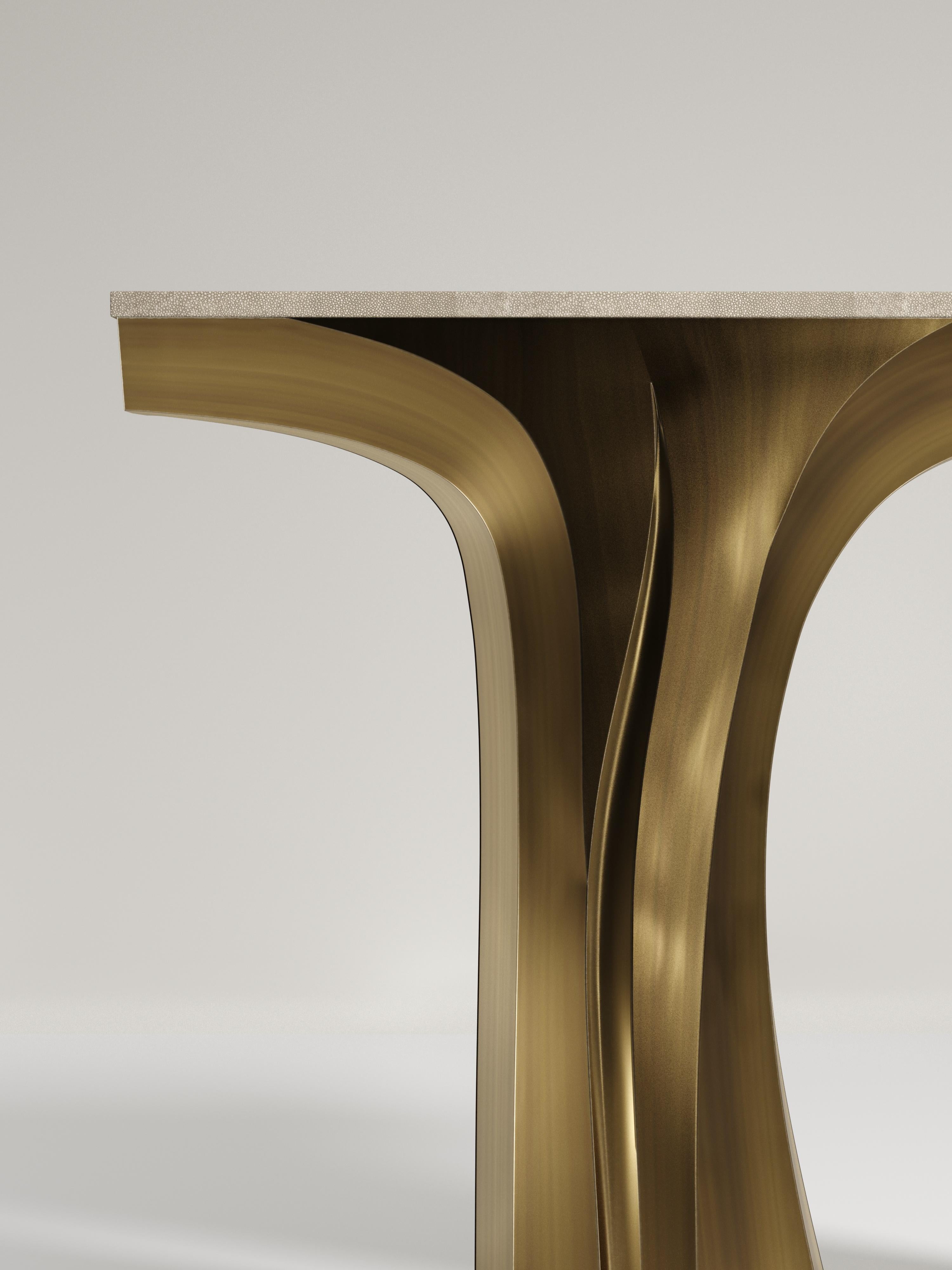 Contemporary Shagreen Console with Bronze Patina Brass Details by R&Y Augousti For Sale
