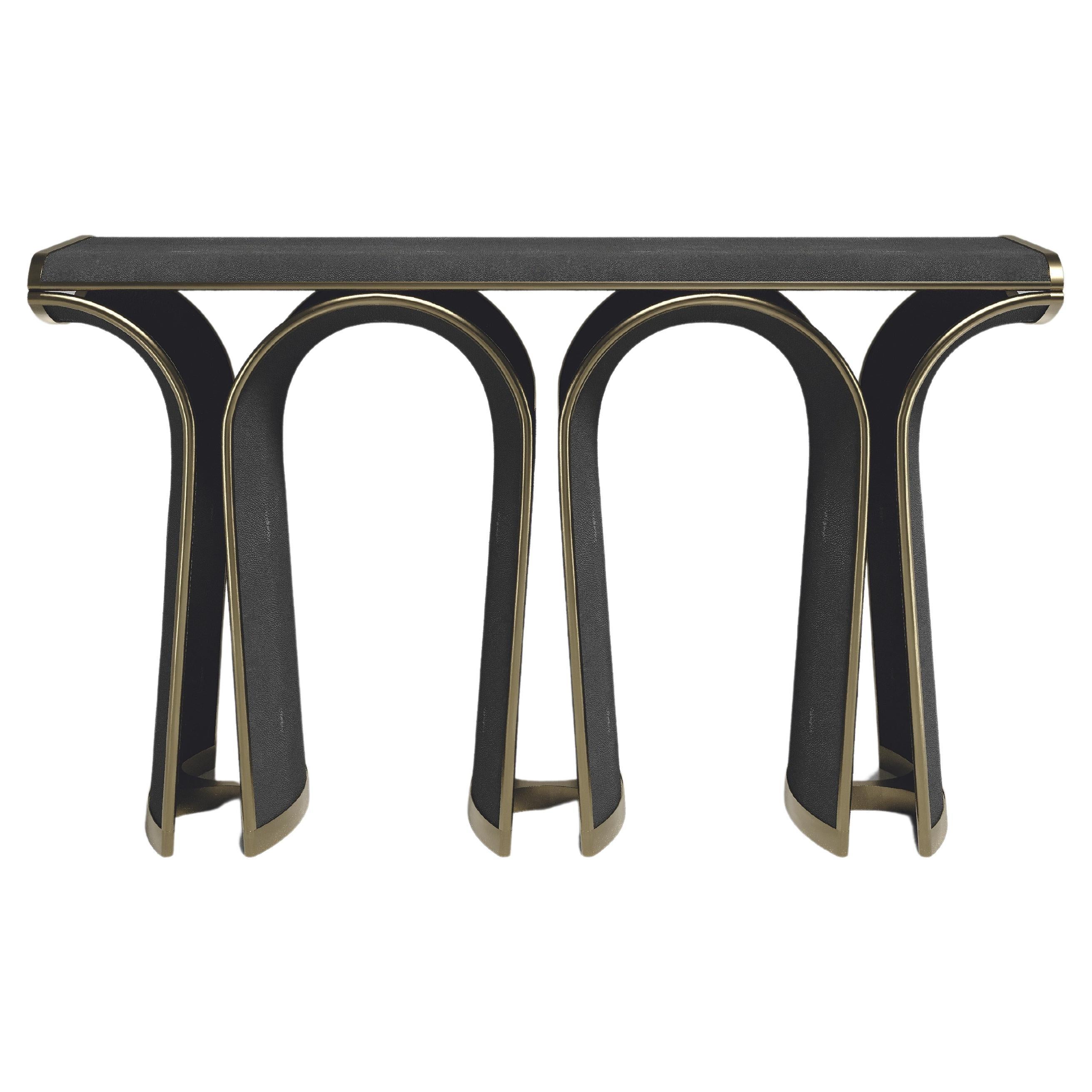 Shagreen Console with Bronze-Patina Brass Details by R&Y Augousti For Sale