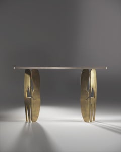 Shagreen Console with Sculptural Bronze-Patina Brass Legs by R & Y Augousti