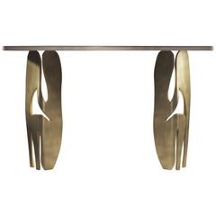 Shagreen Console with Sculptural Bronze-Patina Brass Legs by R & Y Augousti