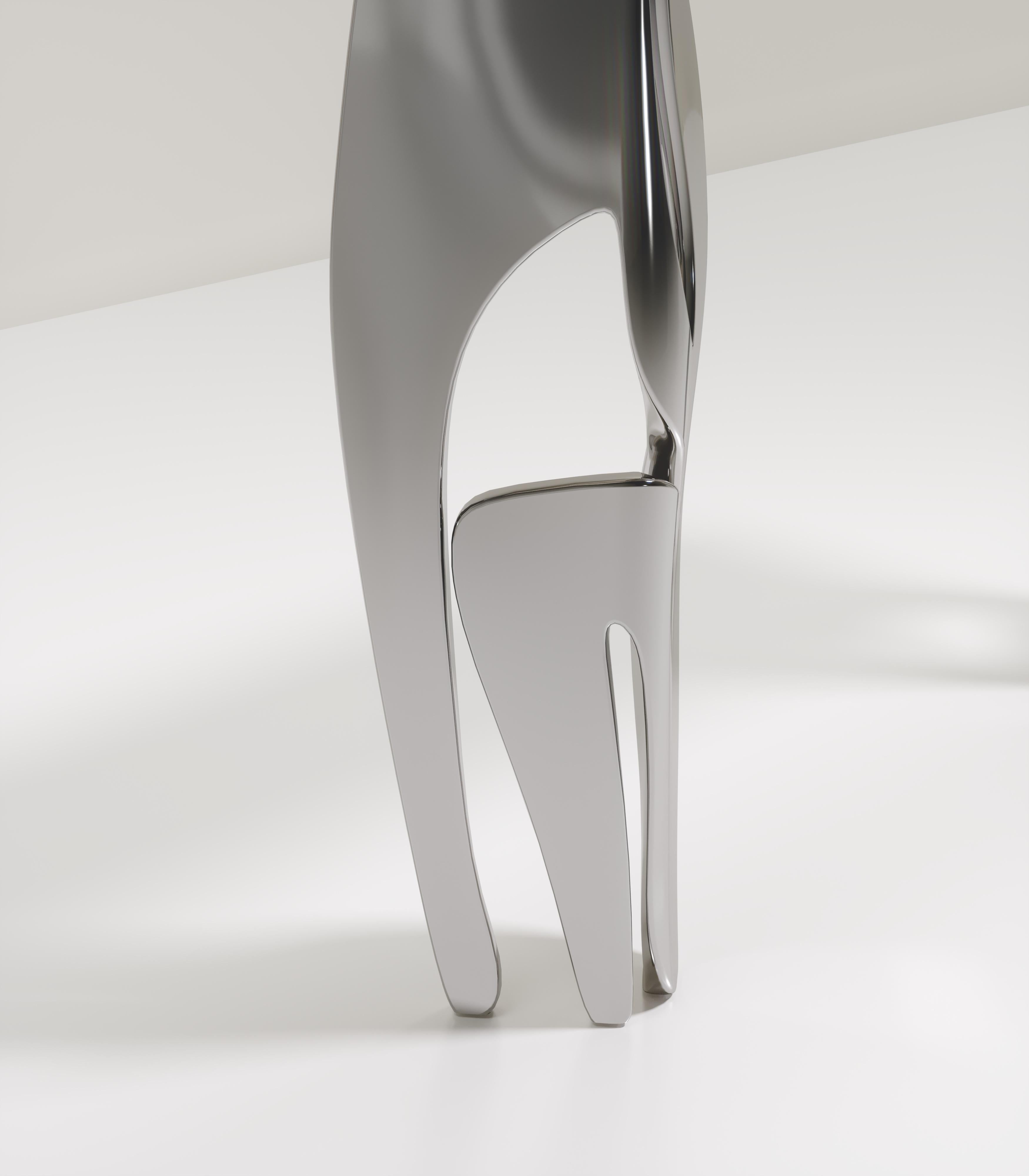 Console in zigrino con gambe scultoree in acciaio cromato di R & Y Augousti in vendita 1