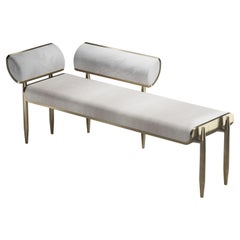 Vintage Shagreen Daybed with Bronze-Patina Brass and Fur Upholstery by Kifu Paris