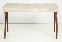 Shagreen Desk With Bronze and Palm Wood Details