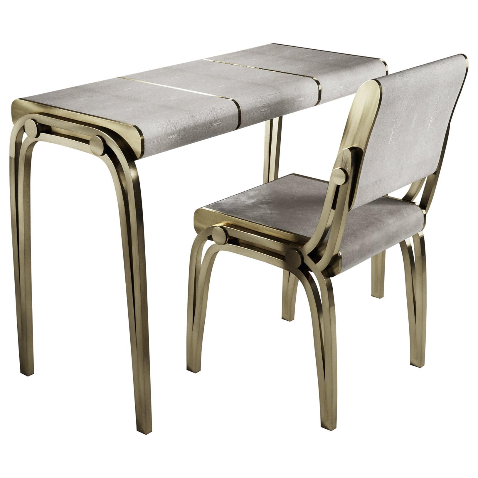 Shagreen Desk with Bronze-Patina Brass Accents by R&Y Augousti