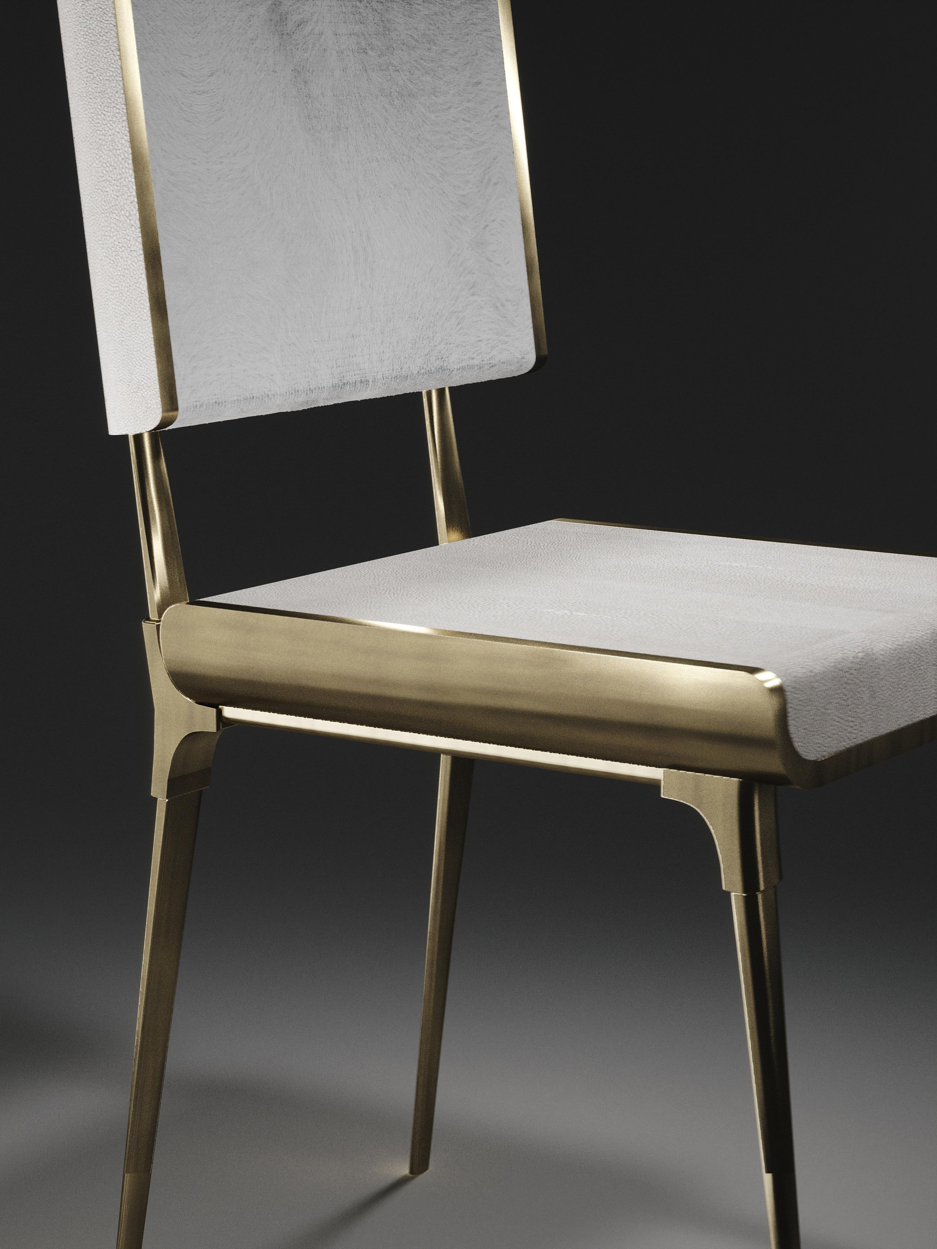 Shagreen Dining Chair with Bronze-Patina Brass Details by Kifu Paris For Sale 3