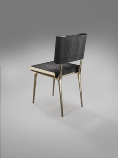 Shagreen Dining Chair with Bronze-Patina Brass Details by Kifu Paris
