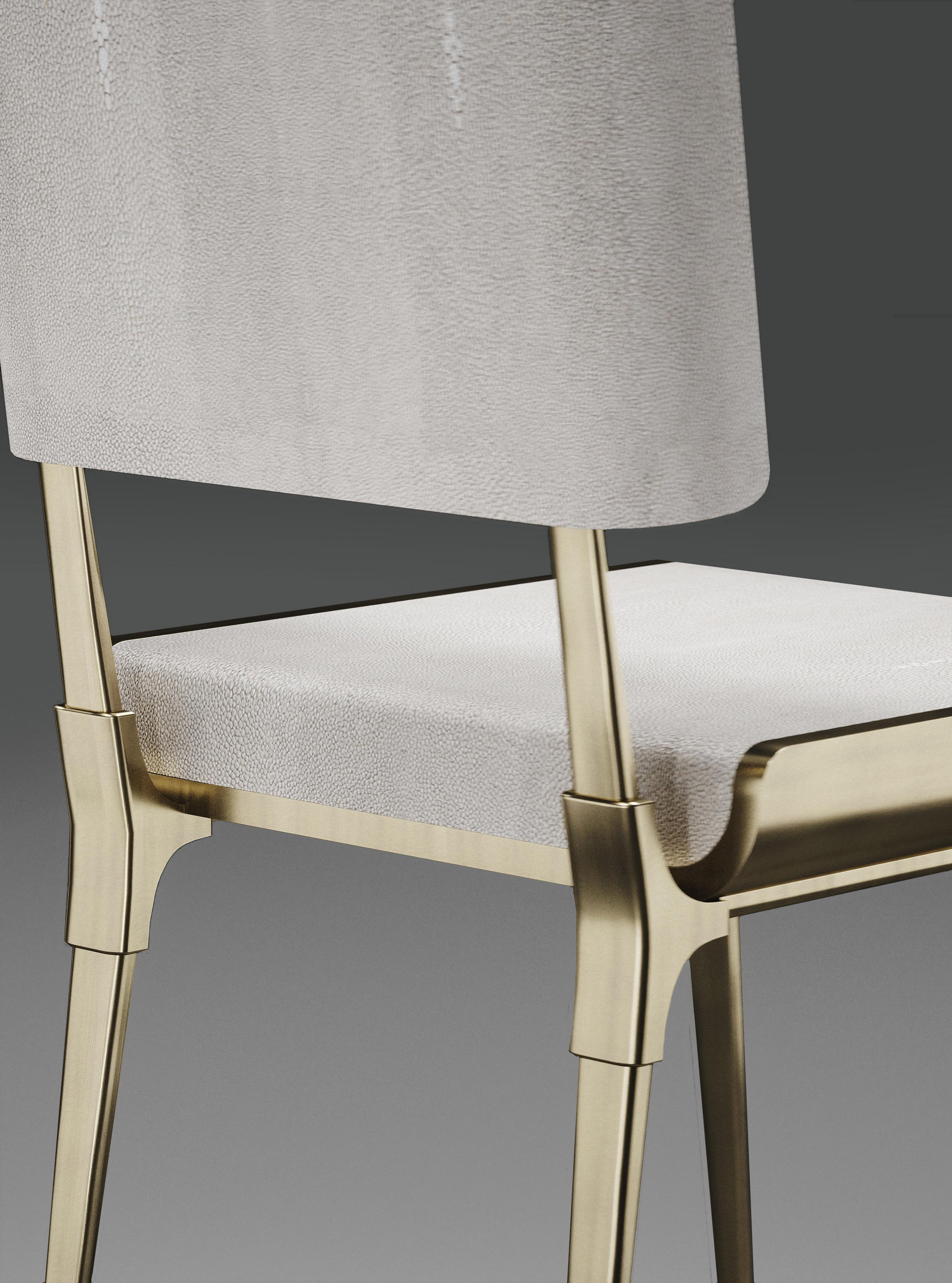 Shagreen Dining Chair with Bronze-Patina Brass Details by Kifu Paris For Sale 2
