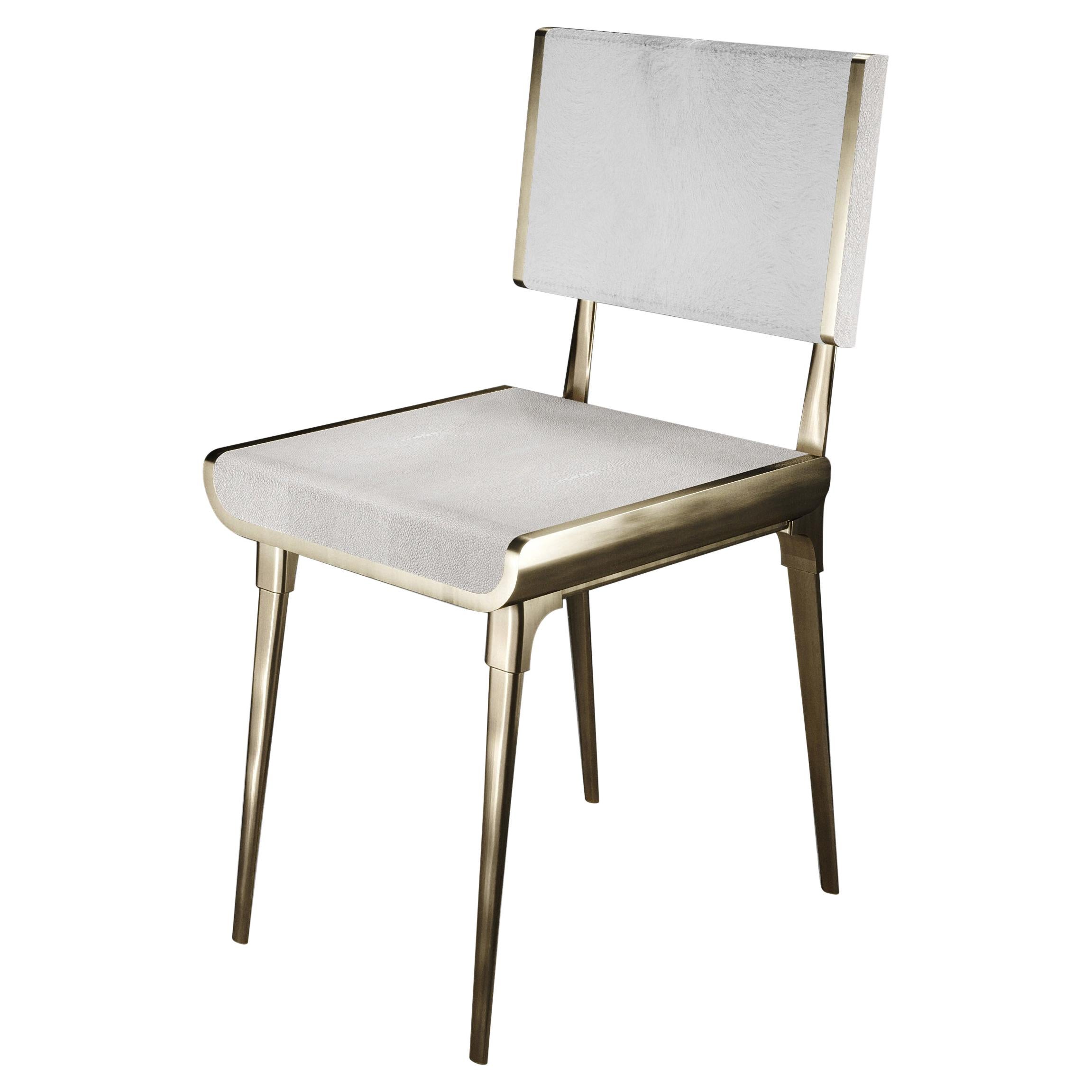 Shagreen Dining Chair with Bronze-Patina Brass Details by Kifu Paris For Sale