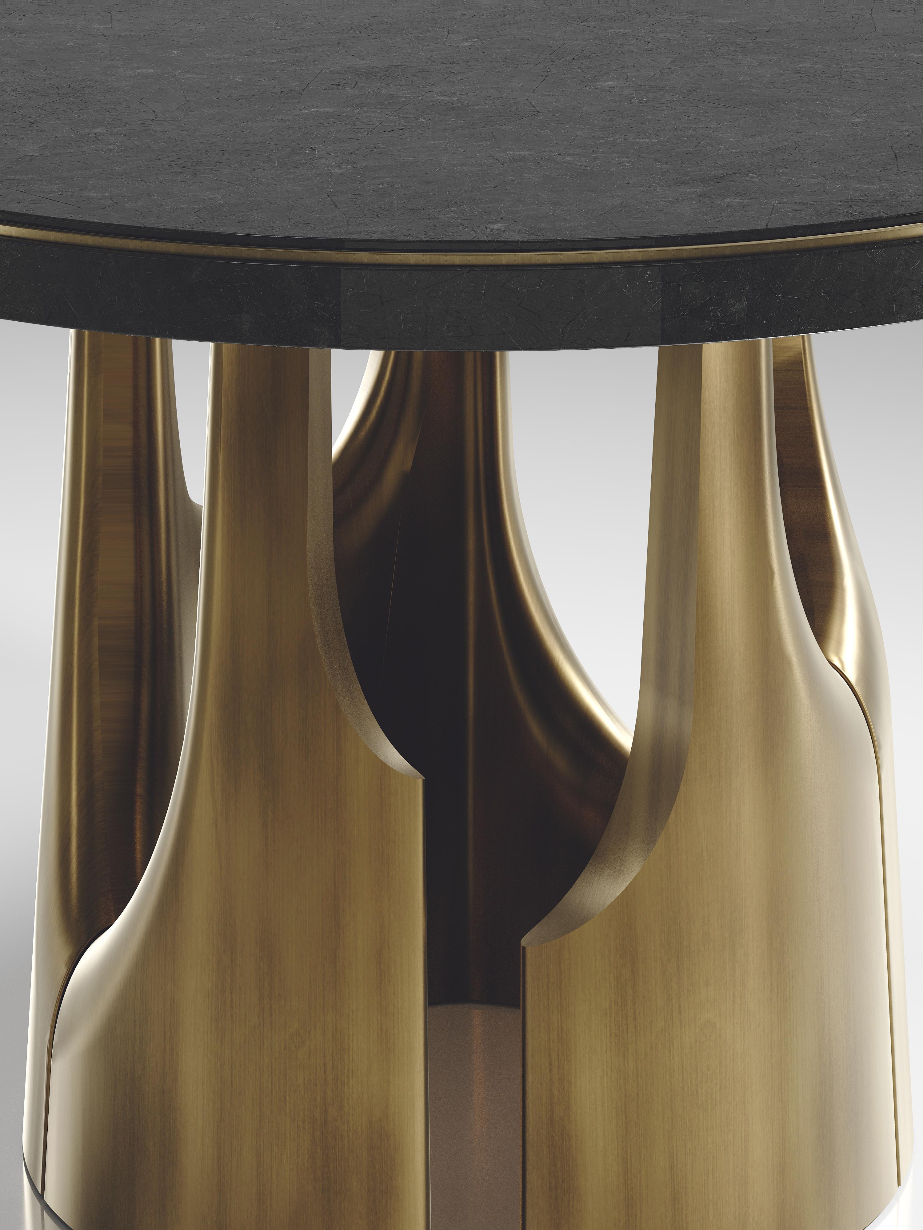 Table de salle à manger en galuchat avec accents en bronze-patina et laiton de R&Y Augousti en vente 7