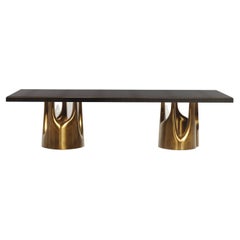 Table de salle à manger en galuchat avec accents en bronze-patina et laiton de R&Y Augousti